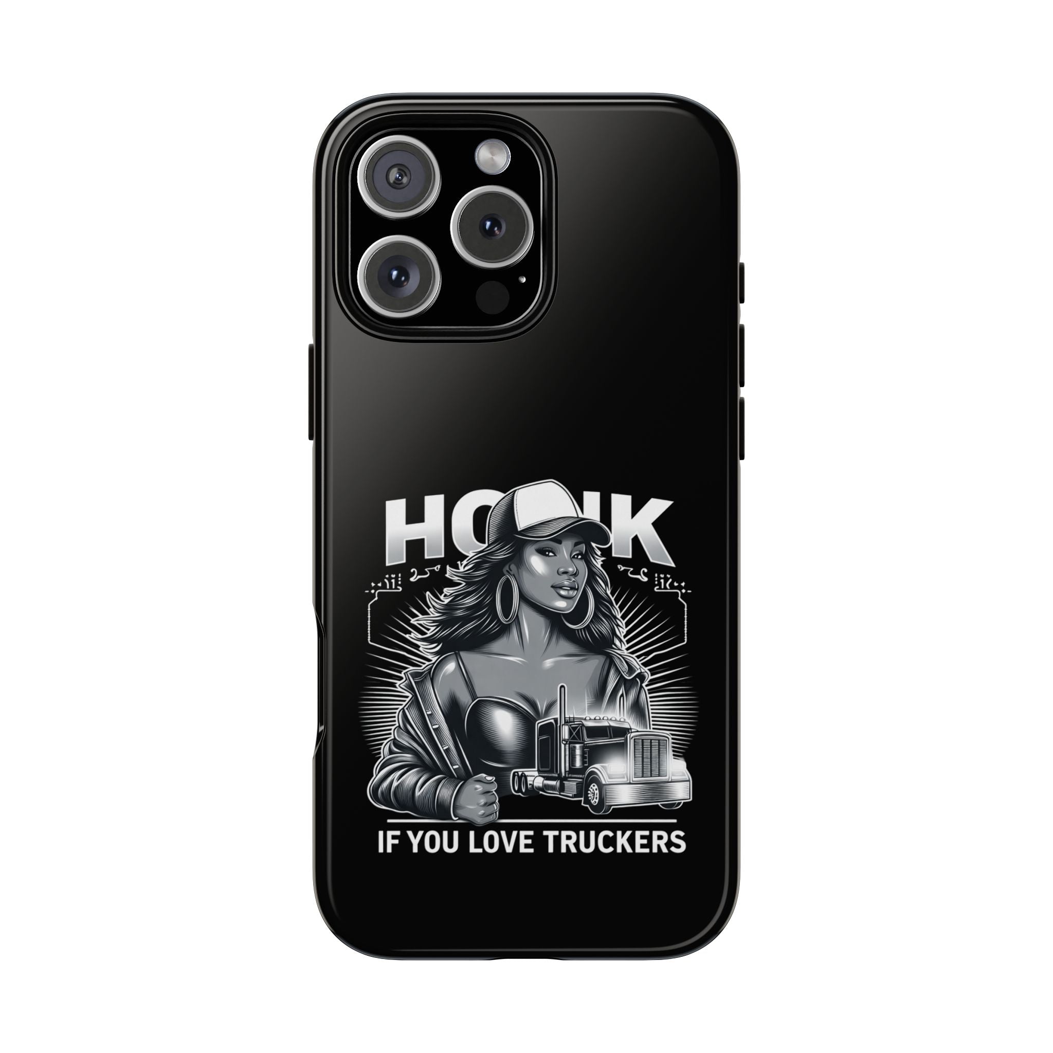 Phone Case — 'Honk' Trucker Girl Retro Semi Truck Protective Case