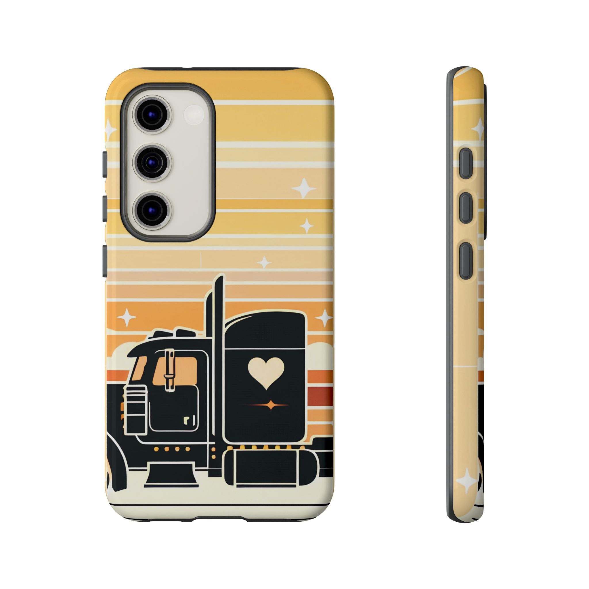 Trucker Heart Phone Case — Retro Semi Truck Protective Phone Cover