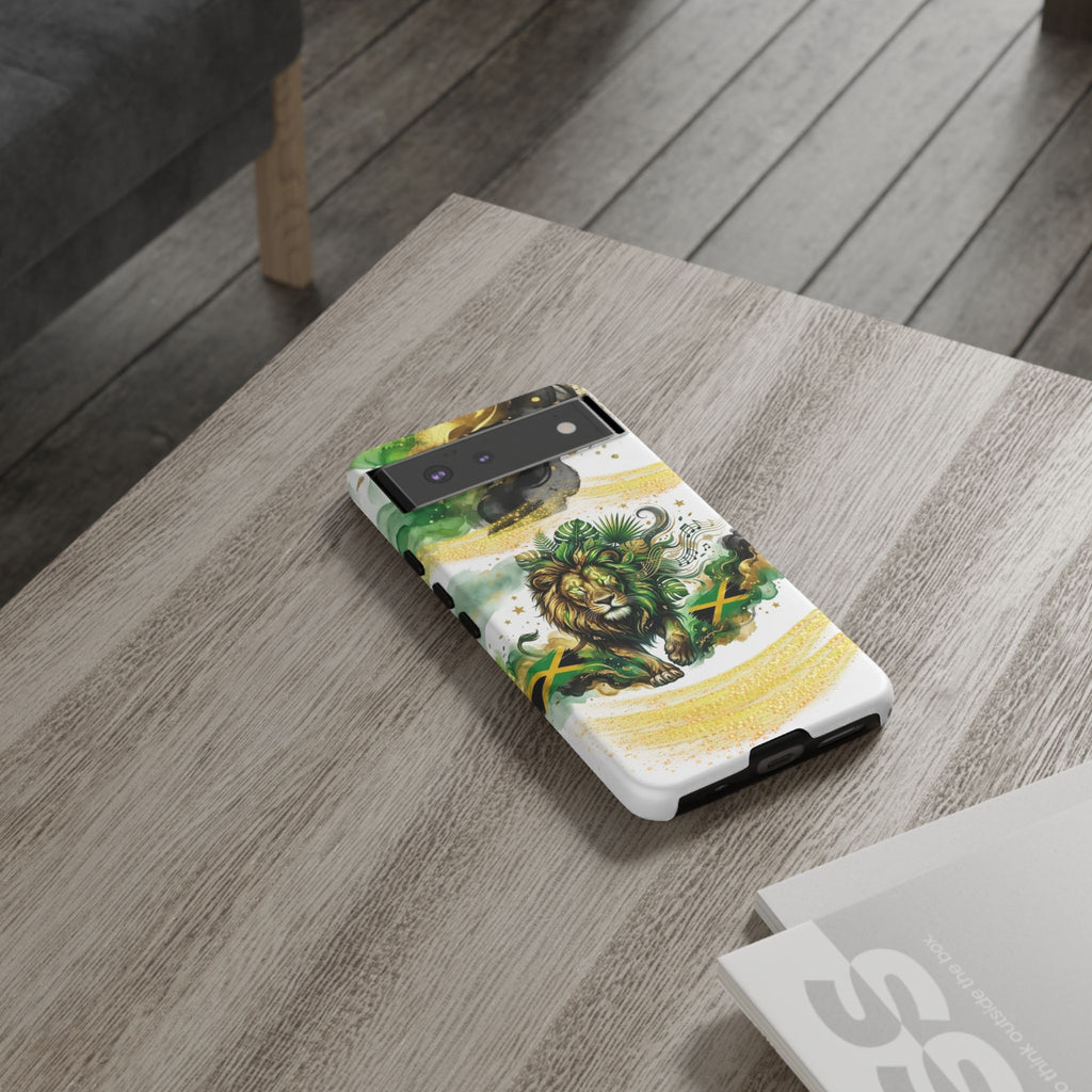 Reggae Lion Phone Case — Jamaican Flag Rasta Art Tough Phone Cover