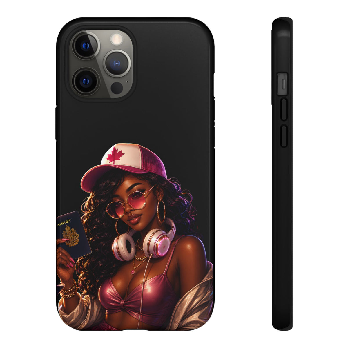 Phone Case - Cool Urban Woman with Headphones & Maple Hat