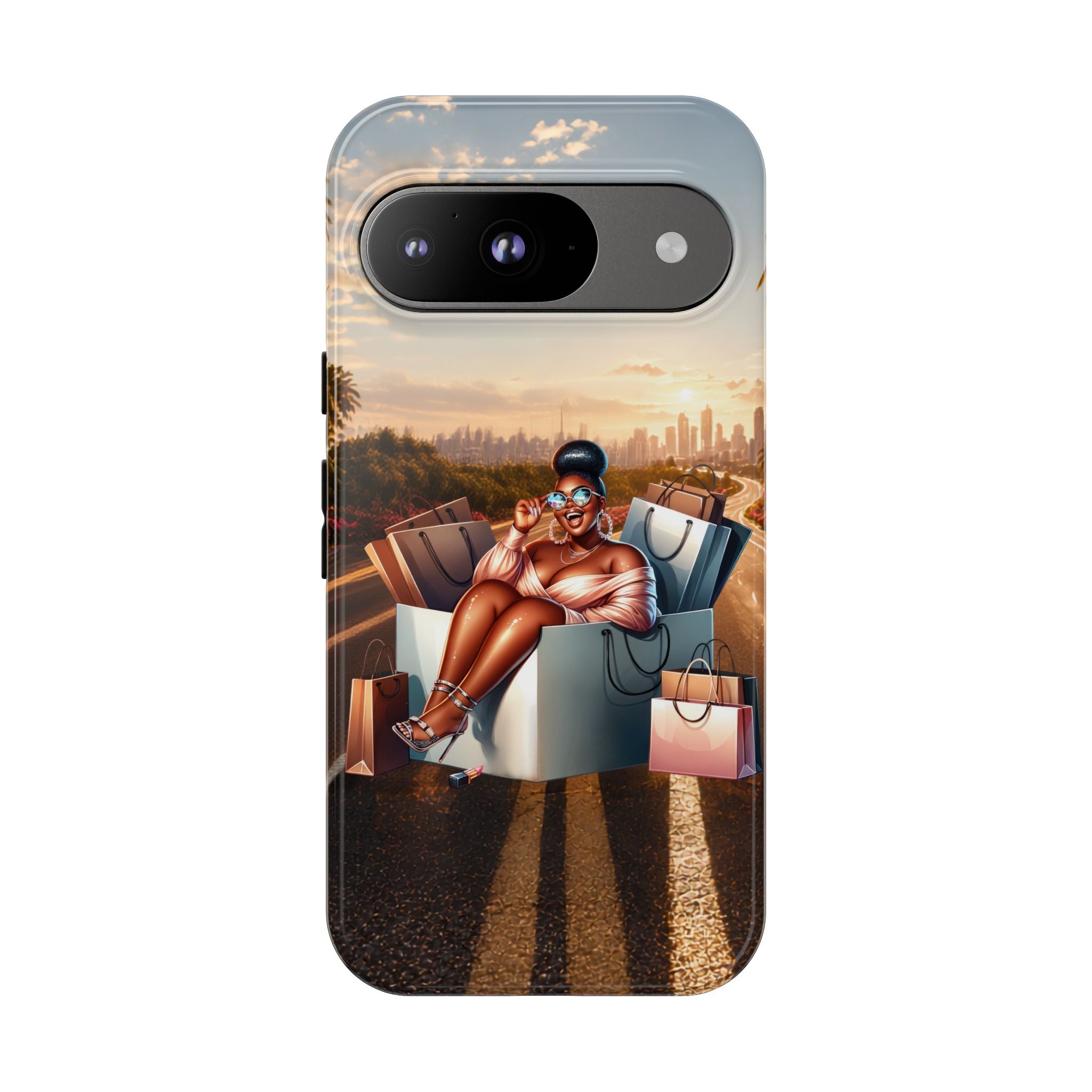 Phone Case — Chic Shopper Illustration on Cloud Background