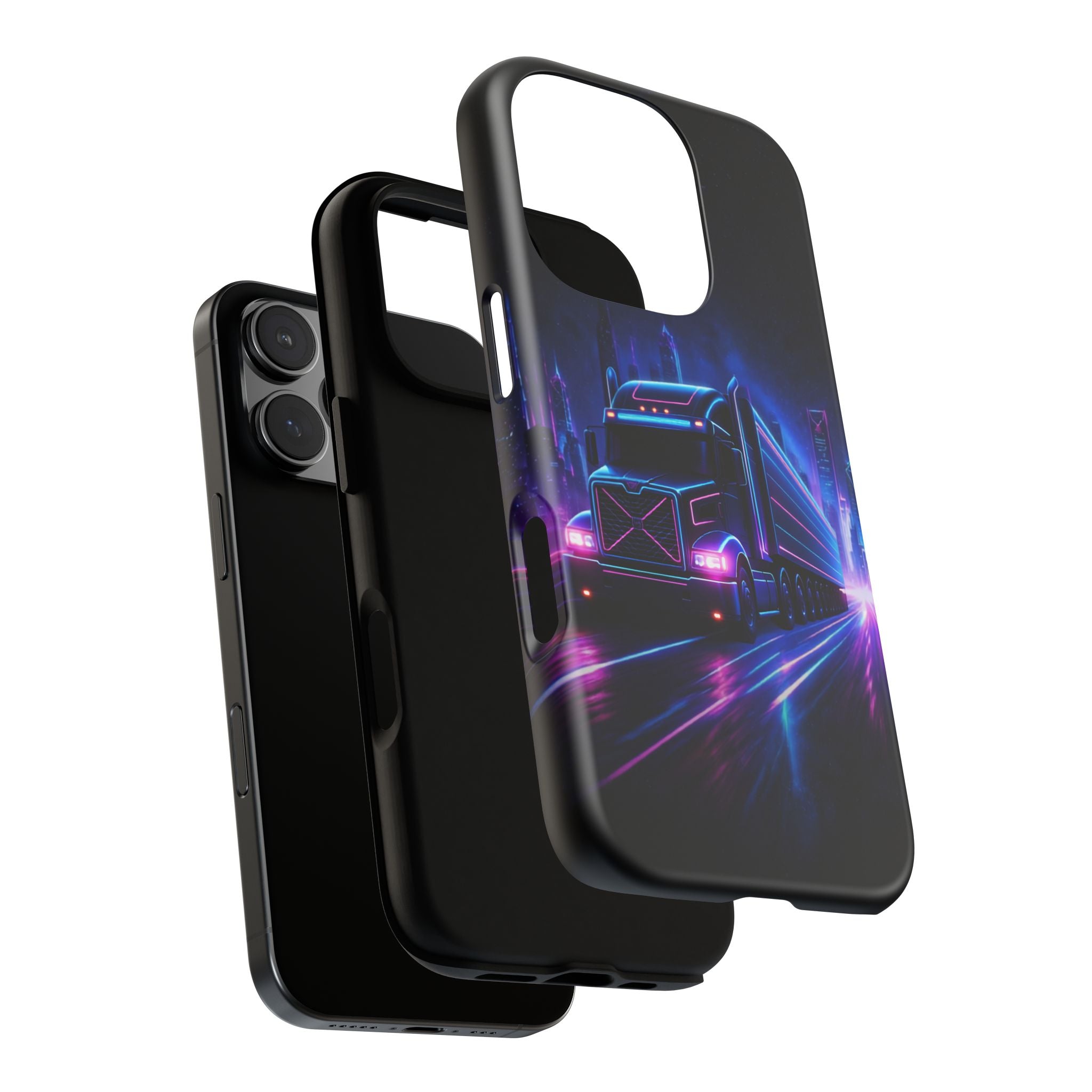Neon Retro Rig Phone Case — Trucker Semi Truck Nightscape Protective Case