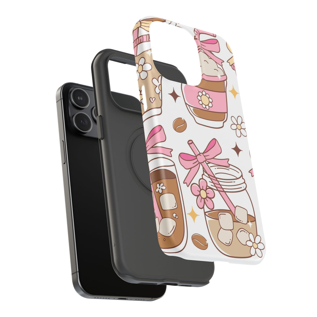Cute Pink Coffee & Latte Pattern Impact Phone Case