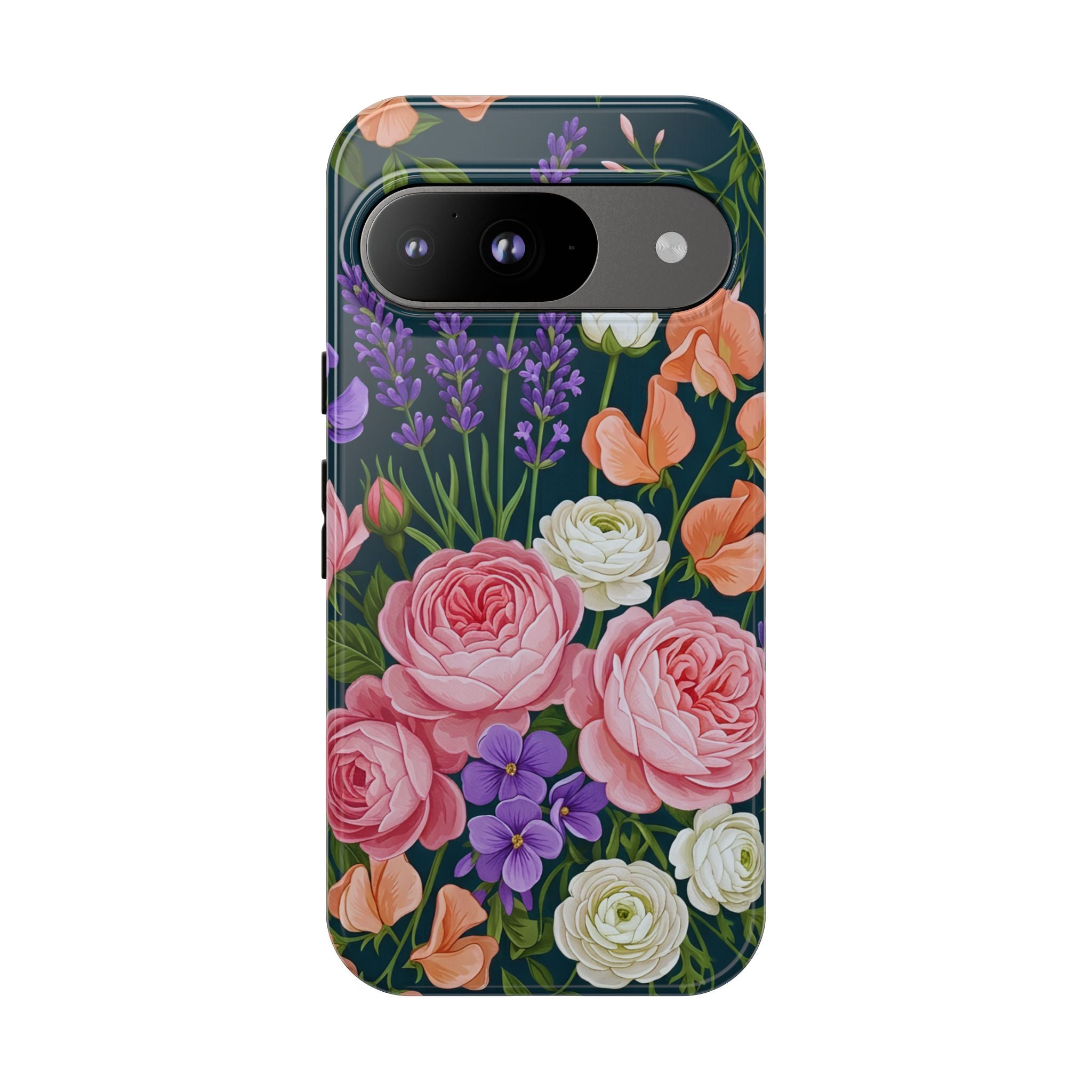 Floral Bouquet Phone Case — Vintage Roses & Lavender Protective Cover