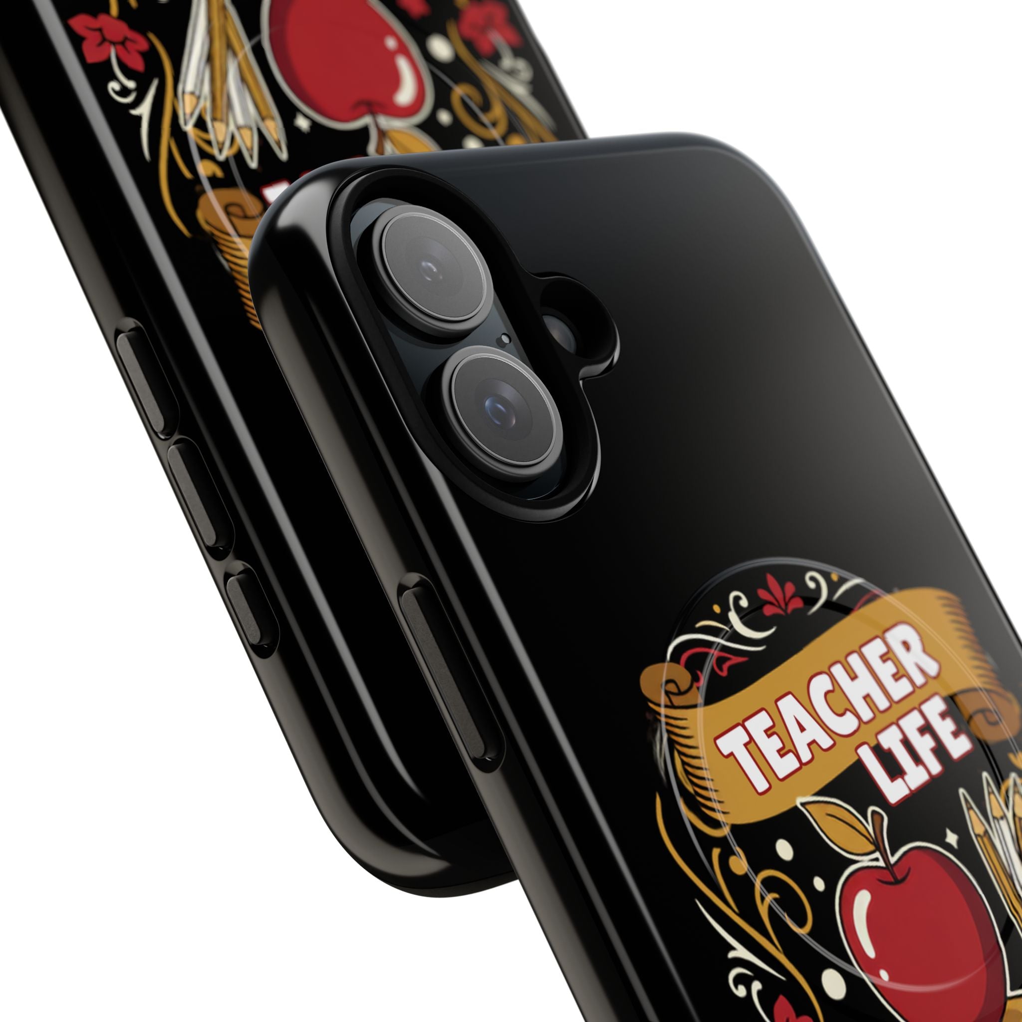 Teacher Life Phone Case - Tough Magnetic Protective Cover with Apple & Books Design