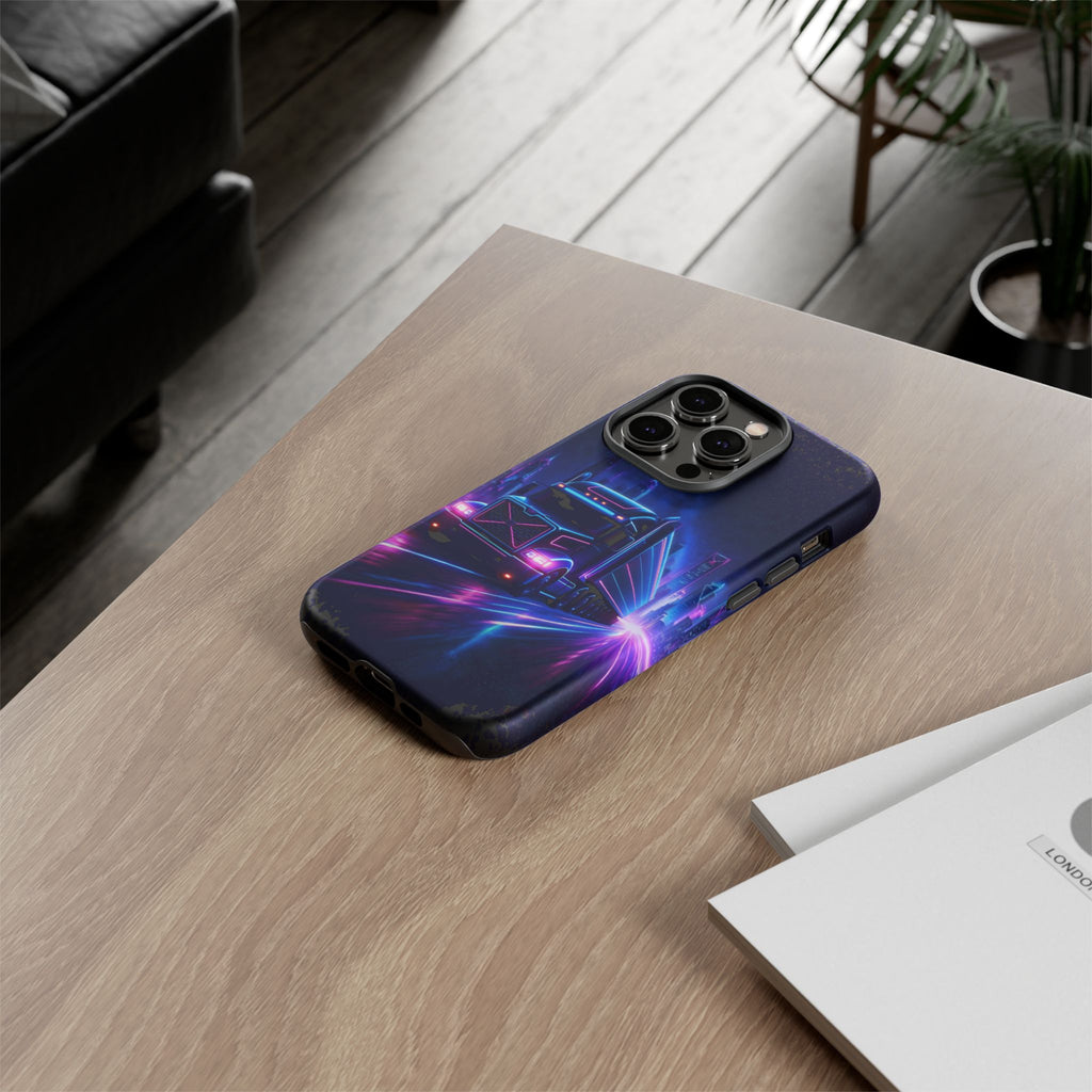 Neon Retro Rig Phone Case — Trucker Semi Truck Nightscape Protective Case