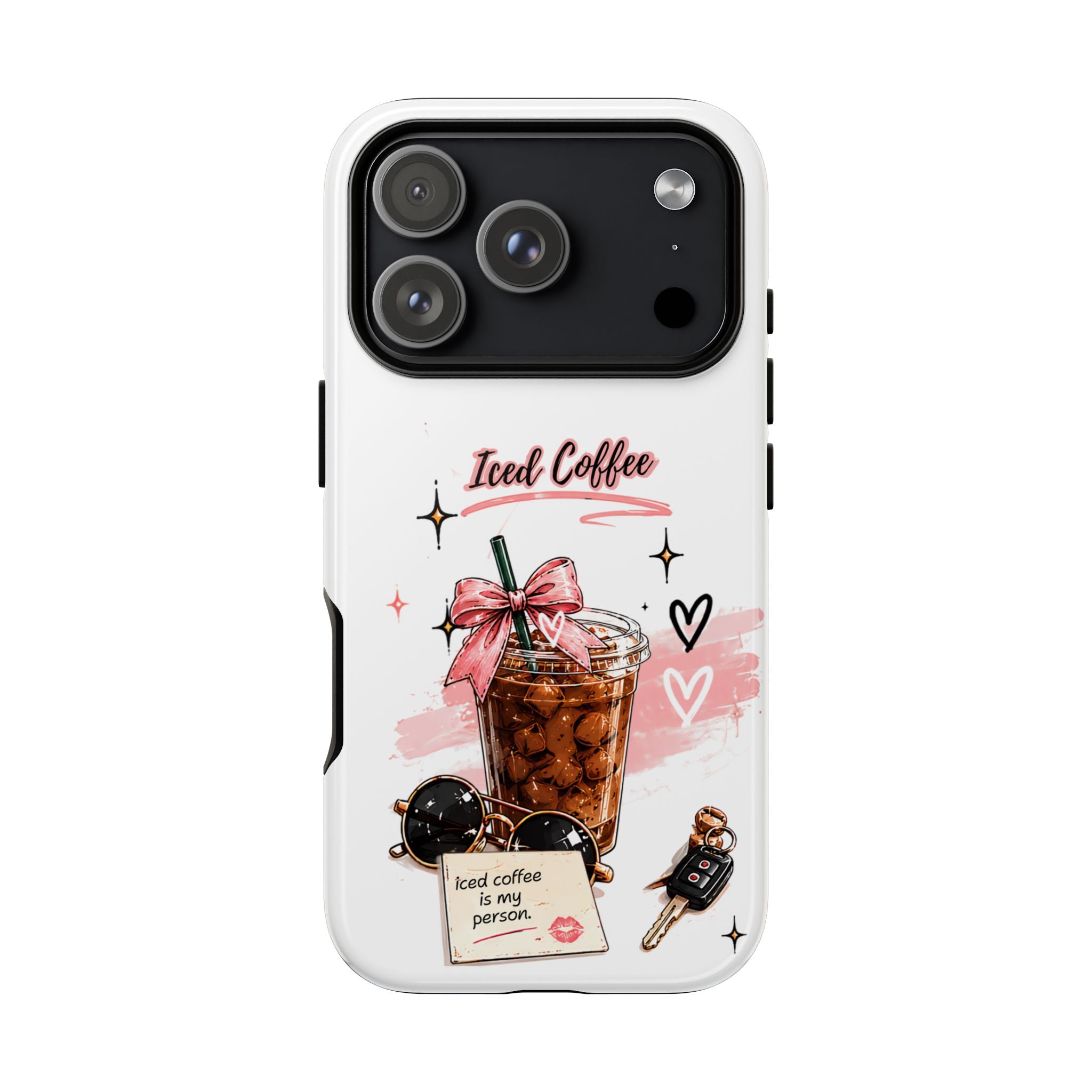 Iced Coffee Phone Case – Cute Pink Boba Design ("Iced coffee is my person")