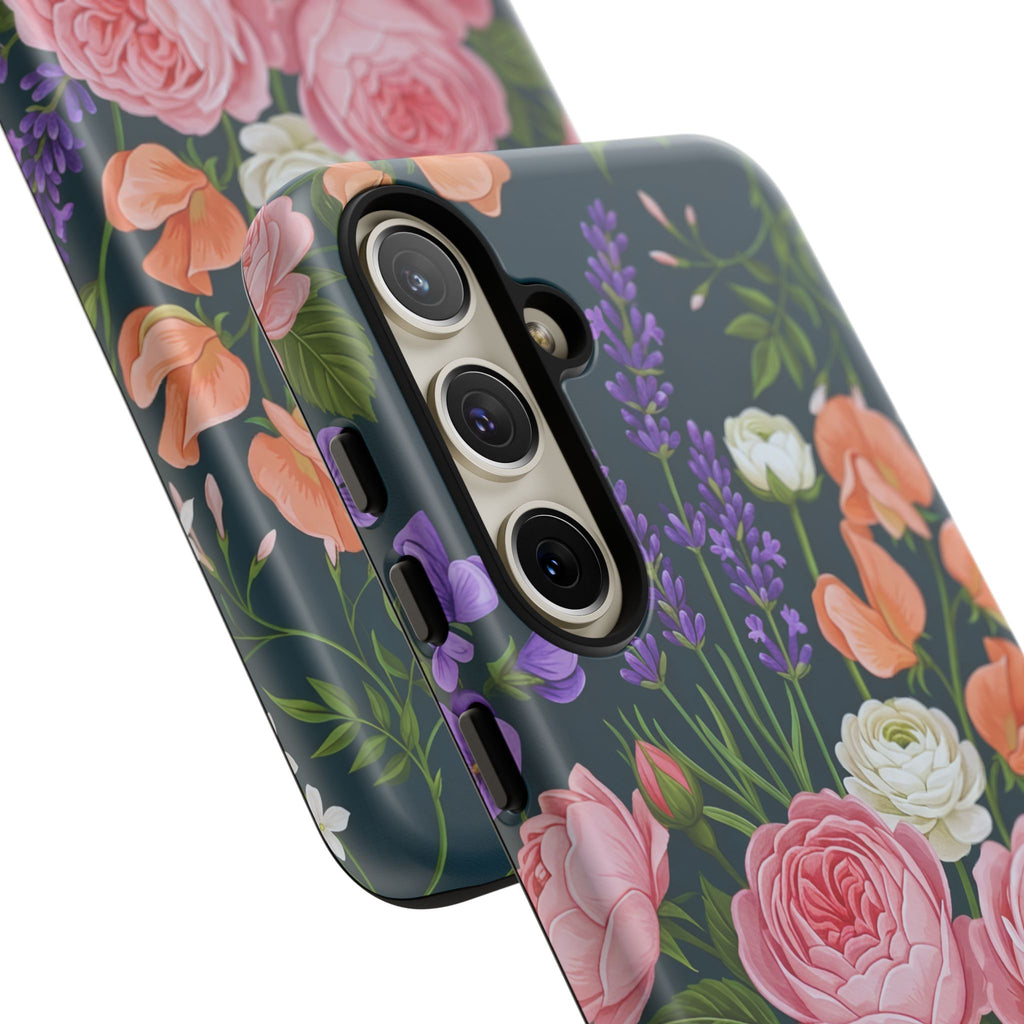 Floral Bouquet Phone Case — Vintage Roses & Lavender Protective Cover