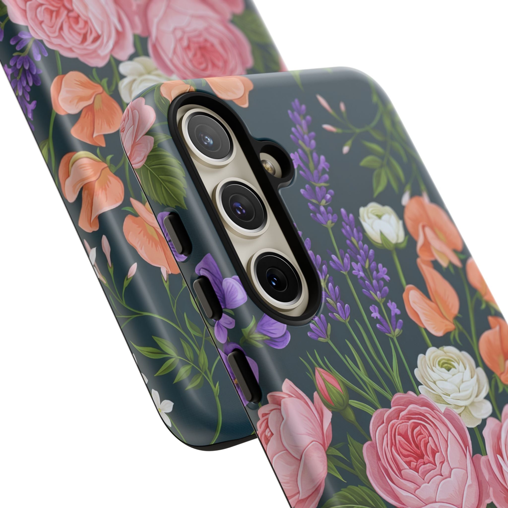 Floral Bouquet Phone Case — Vintage Roses & Lavender Protective Cover