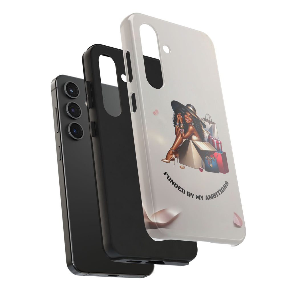 Chic Shopper Tough Phone Case — Stylish Black Woman with Shopping Bags