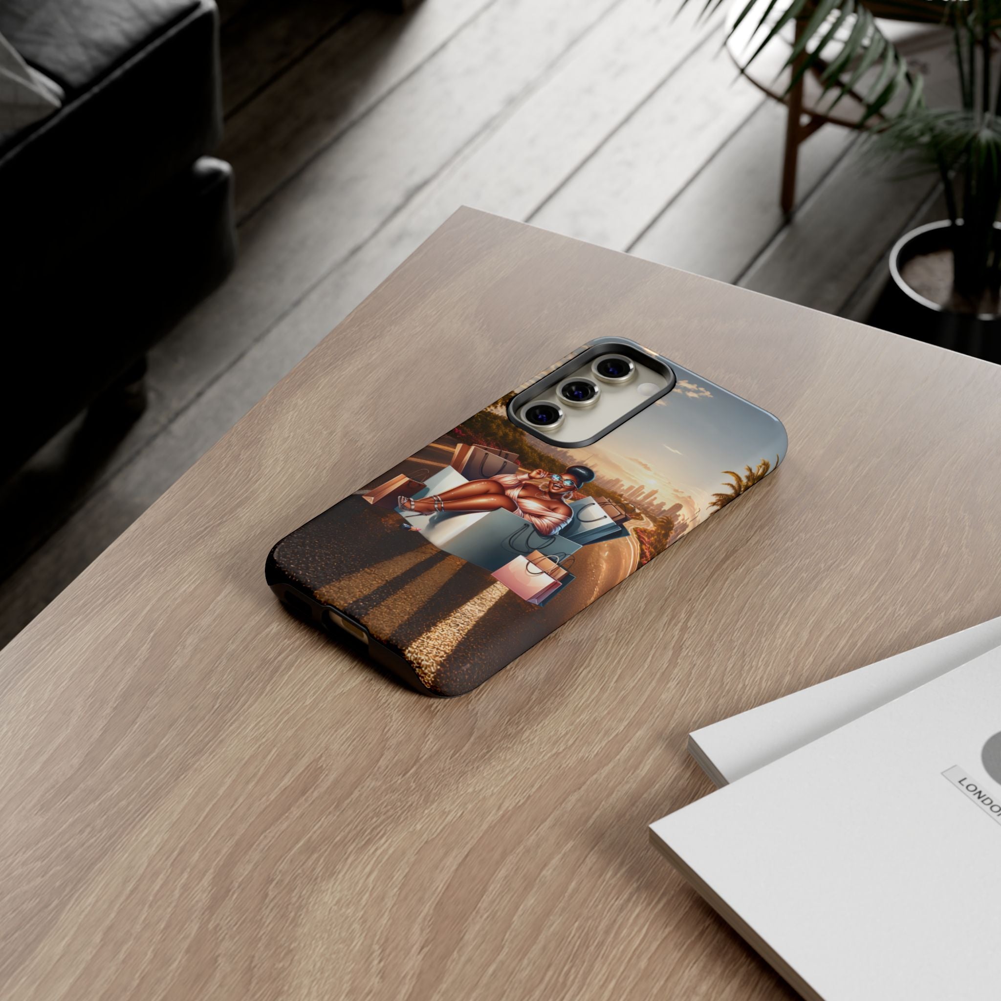 Phone Case — Chic Shopper Illustration on Cloud Background