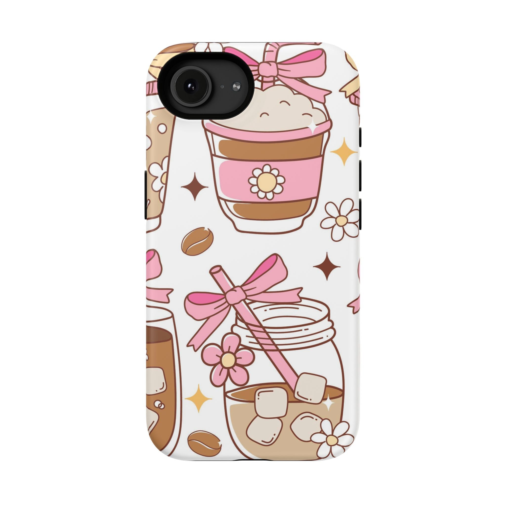 Cute Pink Coffee & Latte Pattern Impact Phone Case