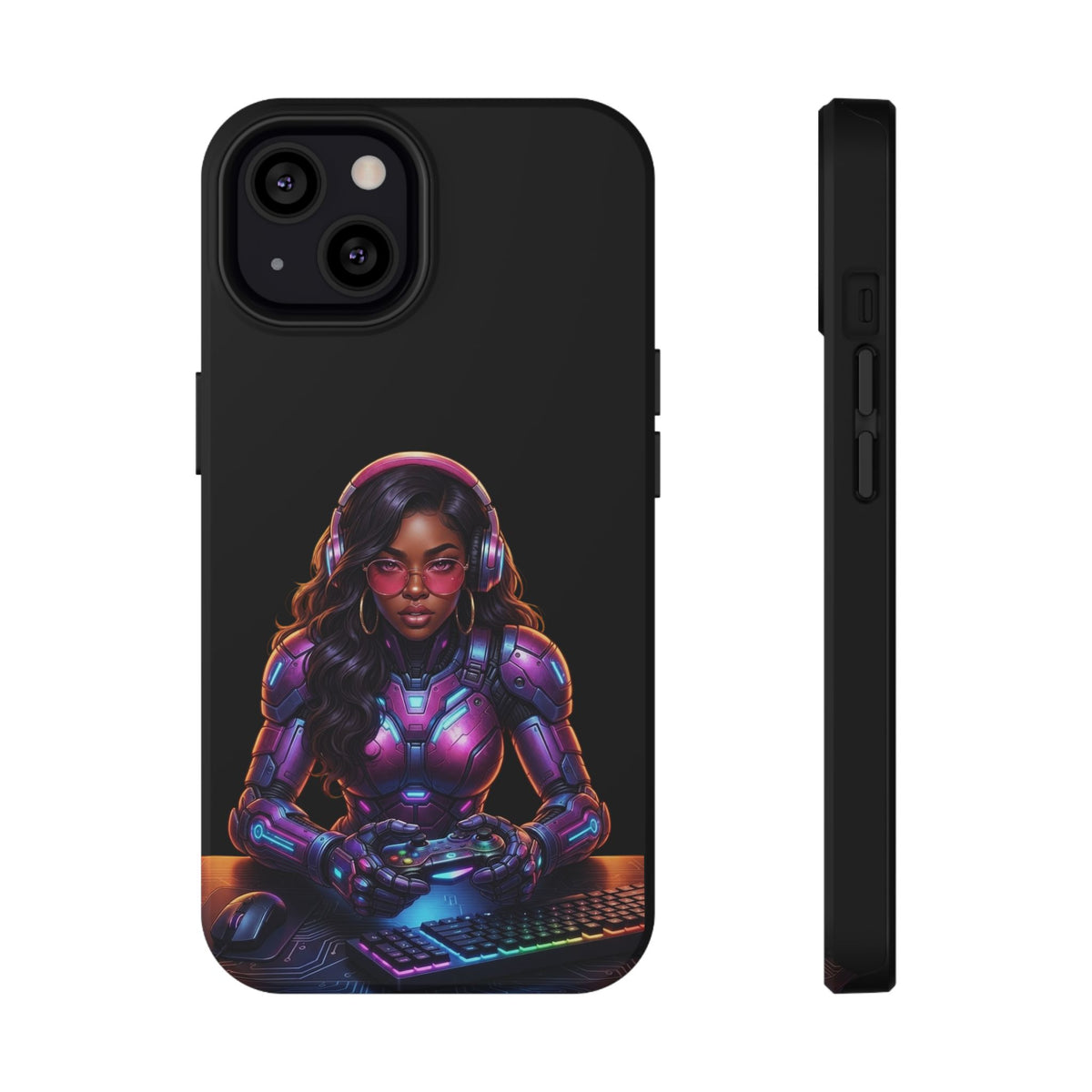 Gamer Girl Cyber Armor Phone Case — Impact‑Resistant Protective Cover