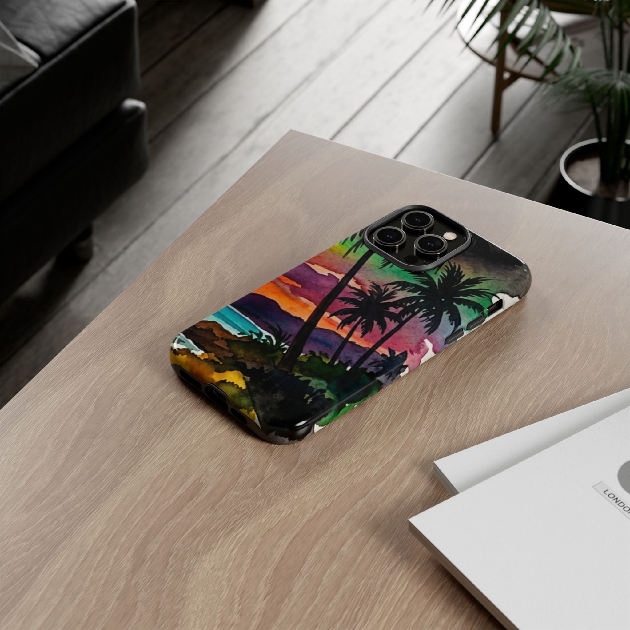 Tropical Sunset Phone Case – Palm Tree Beach Protective Cover