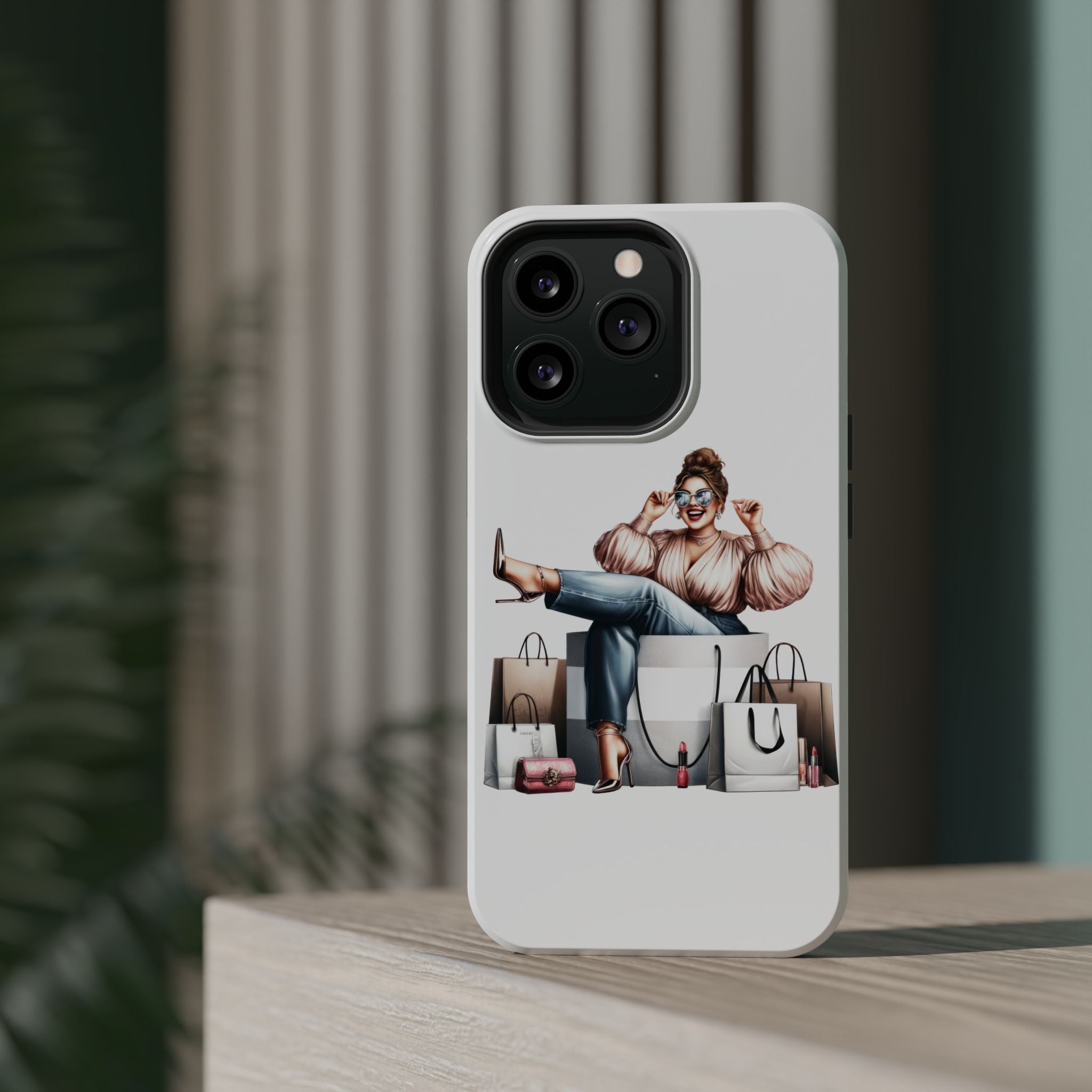 Magnetic Impact-Resistant Case — Luxury Shopper Goddess on Clouds Phone Cover