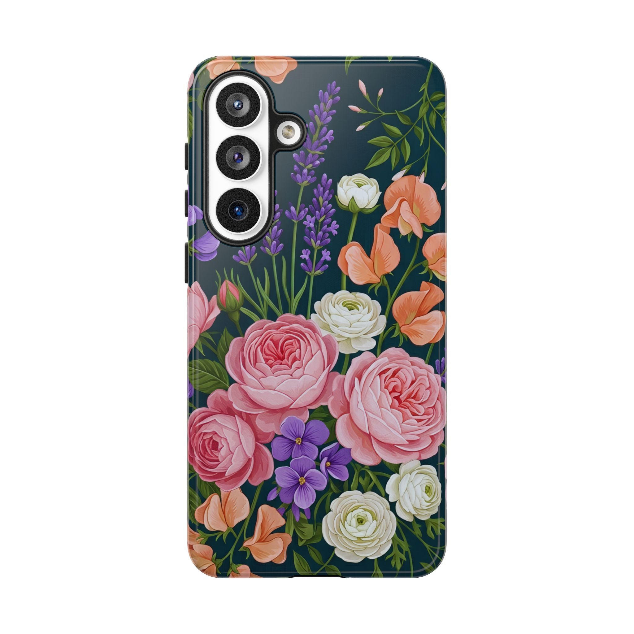 Floral Bouquet Phone Case — Vintage Roses & Lavender Protective Cover