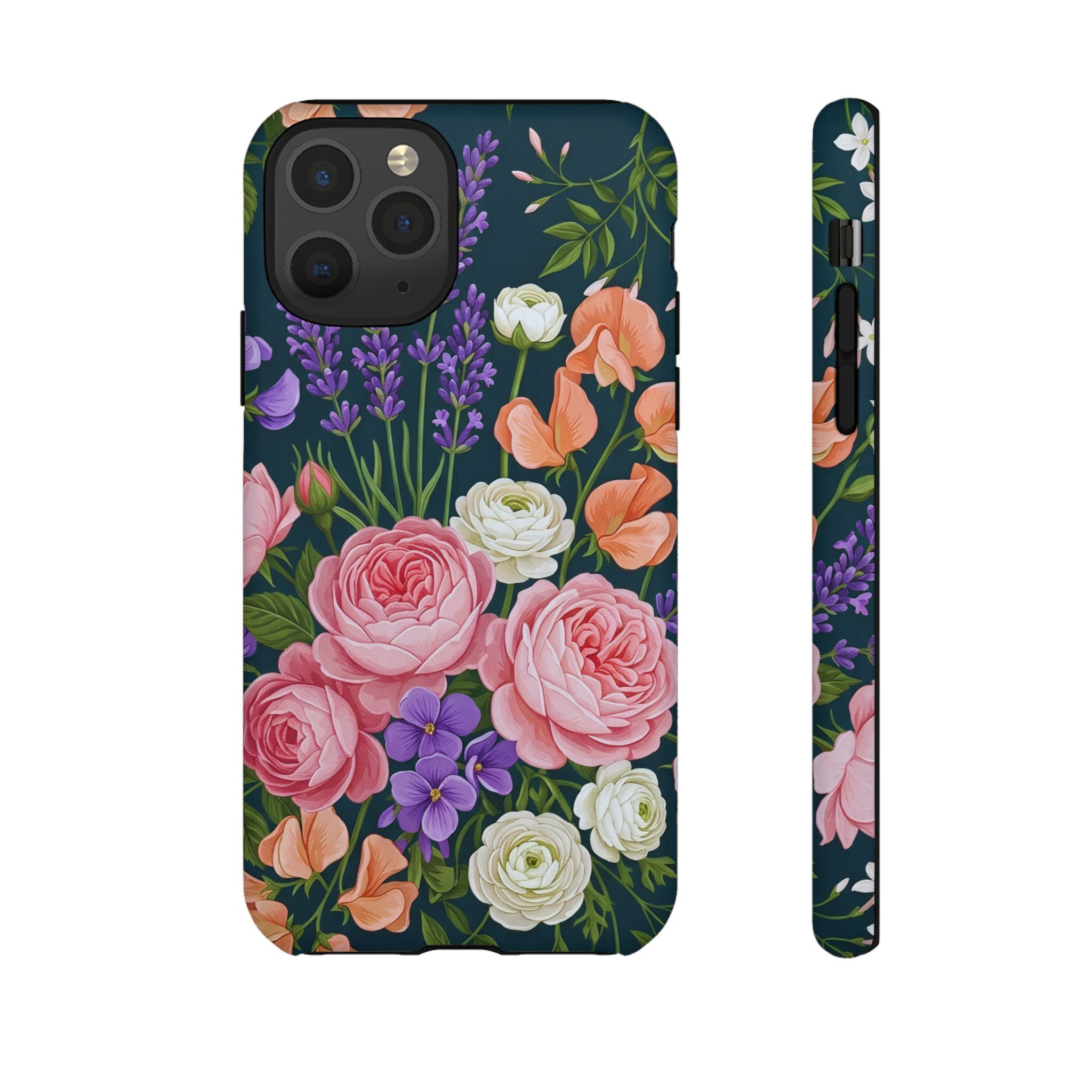 Floral Bouquet Phone Case — Vintage Roses & Lavender Protective Cover