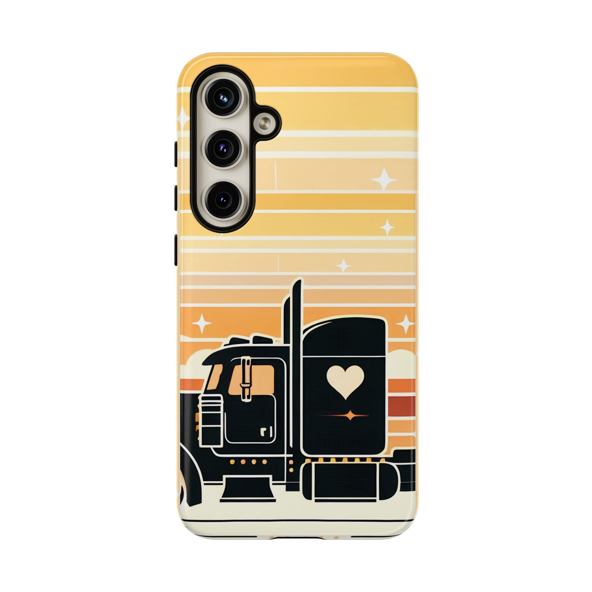 Trucker Heart Phone Case — Retro Semi Truck Protective Phone Cover
