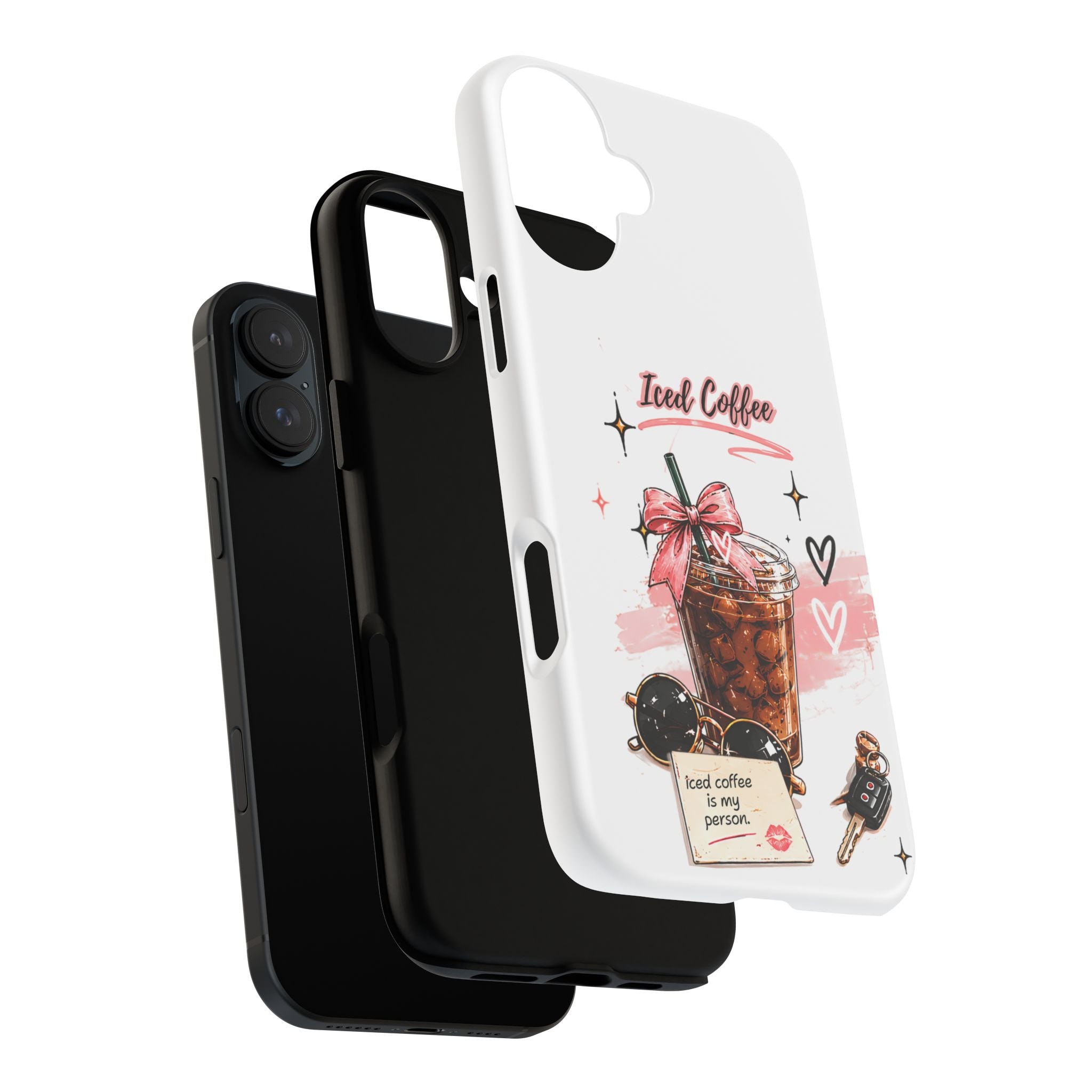 Iced Coffee Phone Case – Cute Pink Boba Design ("Iced coffee is my person")