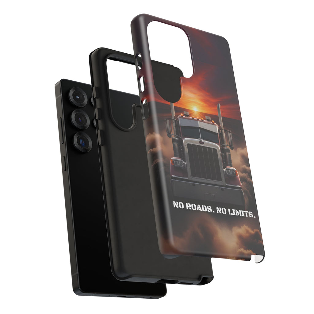 Truck Phone Case — "No Roads. No Limits." Sunset Semi Truck Protective Case