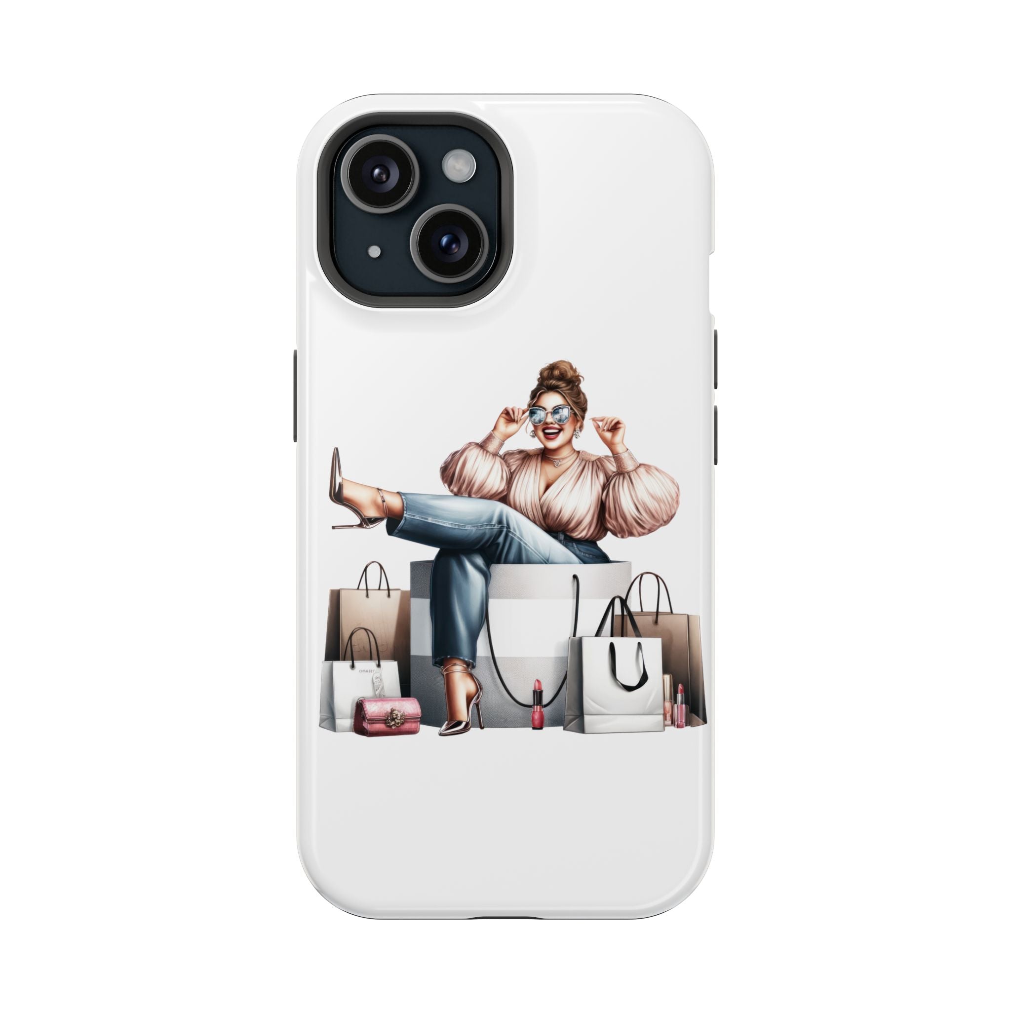 Magnetic Impact-Resistant Case — Luxury Shopper Goddess on Clouds Phone Cover
