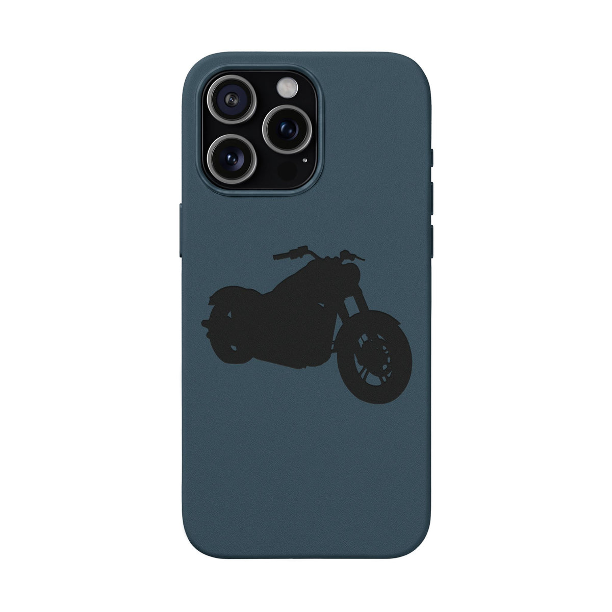 Engraved PU Leather Phone Case — Motorcycle Silhouette