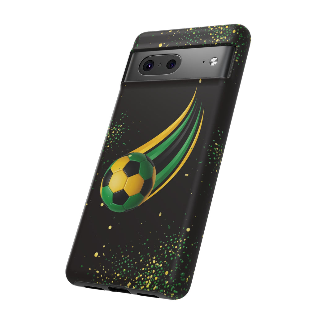 Soccer Comet Tough Phone Case – Green & Yellow Football Design