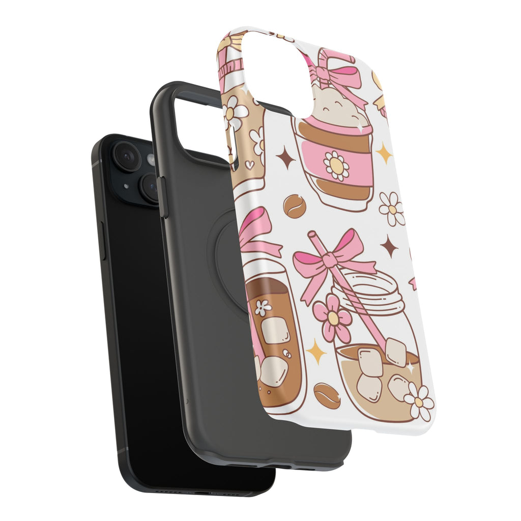 Cute Pink Coffee & Latte Pattern Impact Phone Case