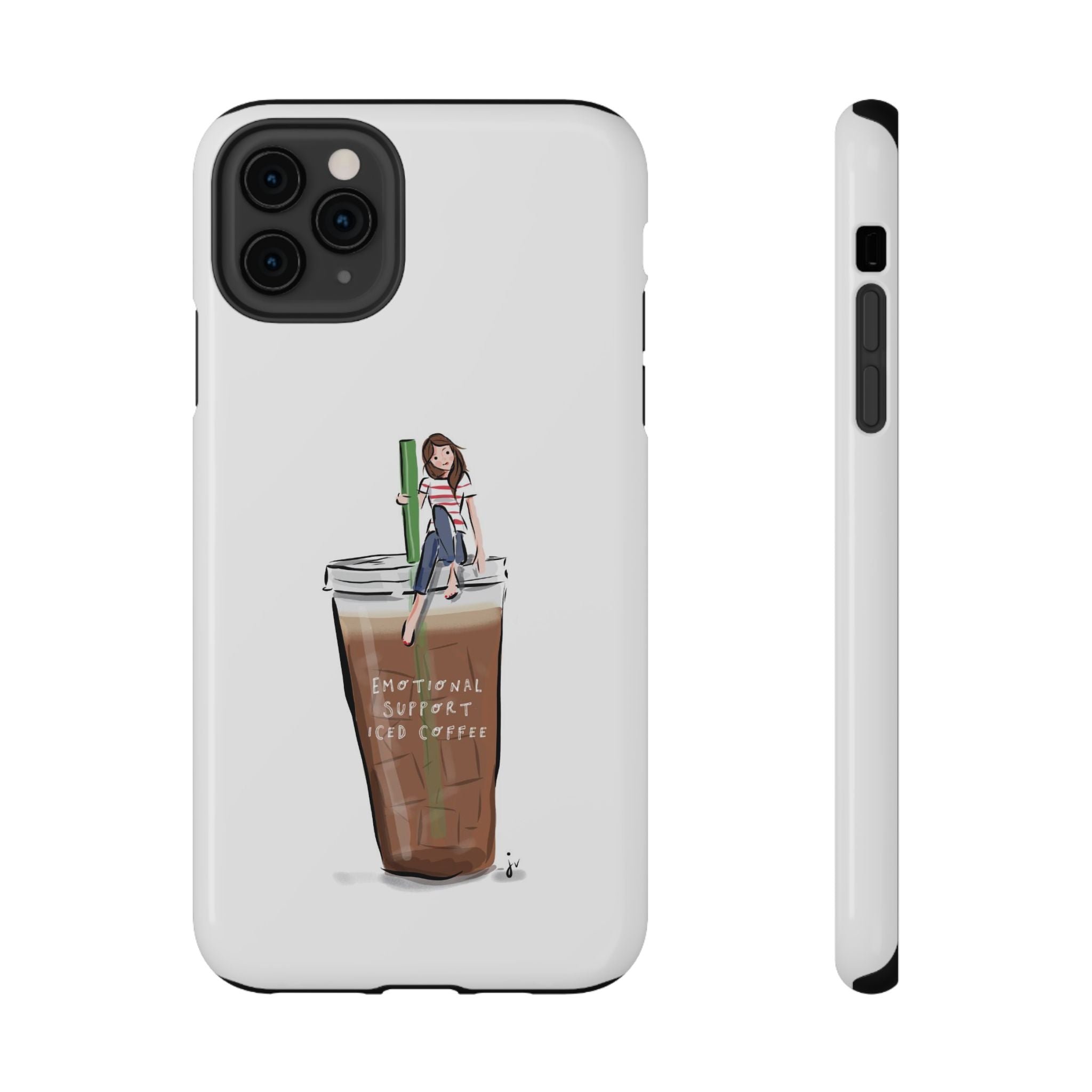 Iced Coffee & Me Phone Case — Cute Illustration 'Emotional Support Iced Coffee' Impact-Resistant Case