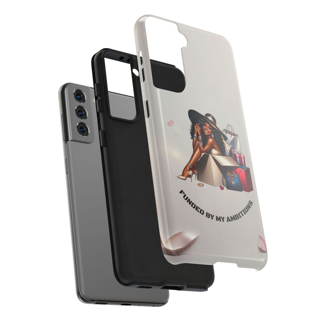Chic Shopper Tough Phone Case — Stylish Black Woman with Shopping Bags