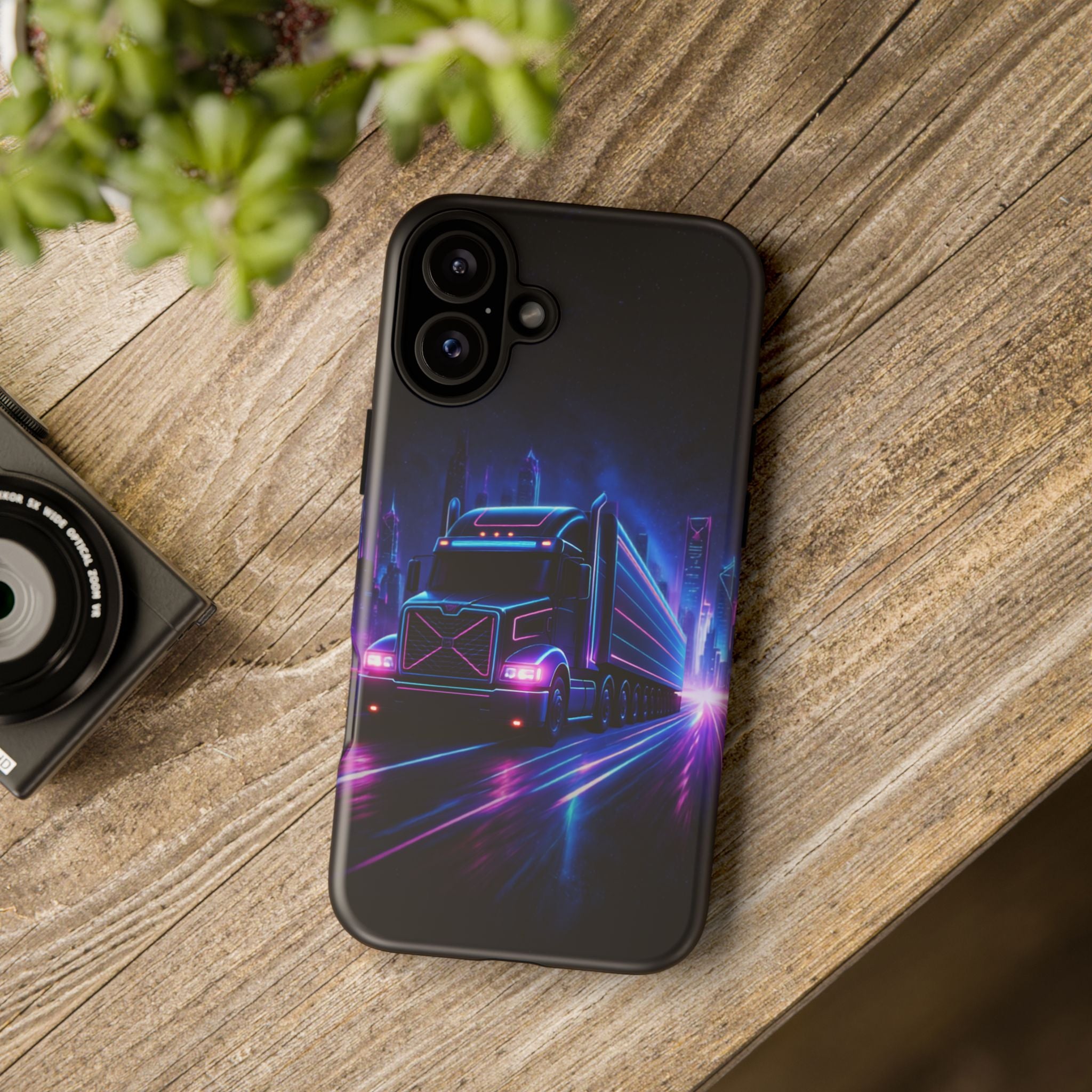 Neon Retro Rig Phone Case — Trucker Semi Truck Nightscape Protective Case