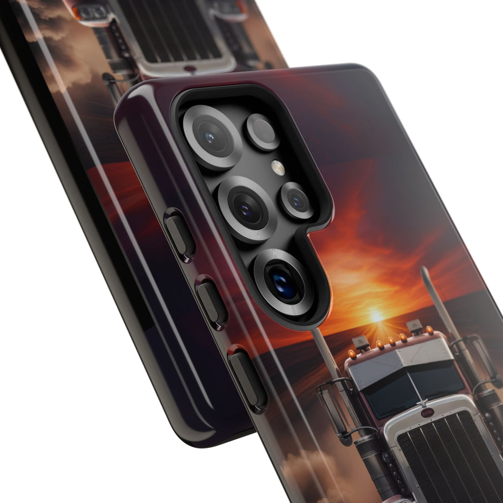 Truck Phone Case — "No Roads. No Limits." Sunset Semi Truck Protective Case