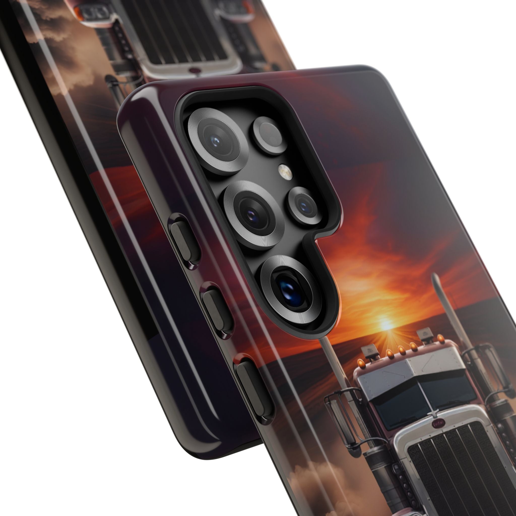 Truck Phone Case — "No Roads. No Limits." Sunset Semi Truck Protective Case