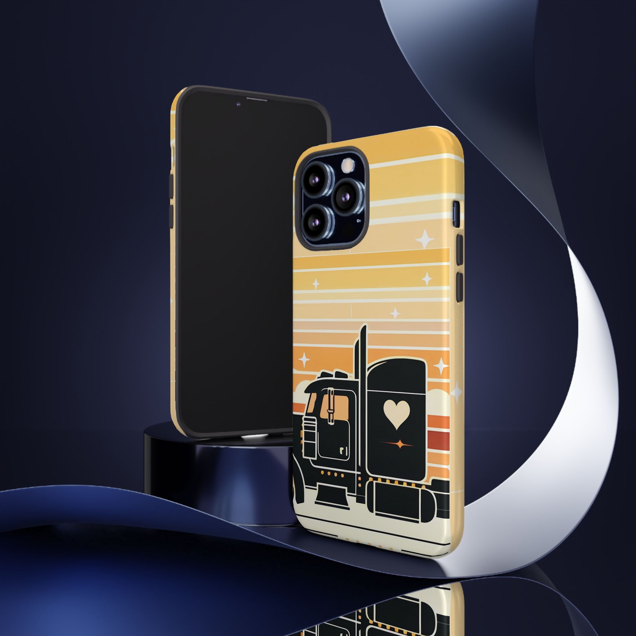 Trucker Heart Phone Case — Retro Semi Truck Protective Phone Cover