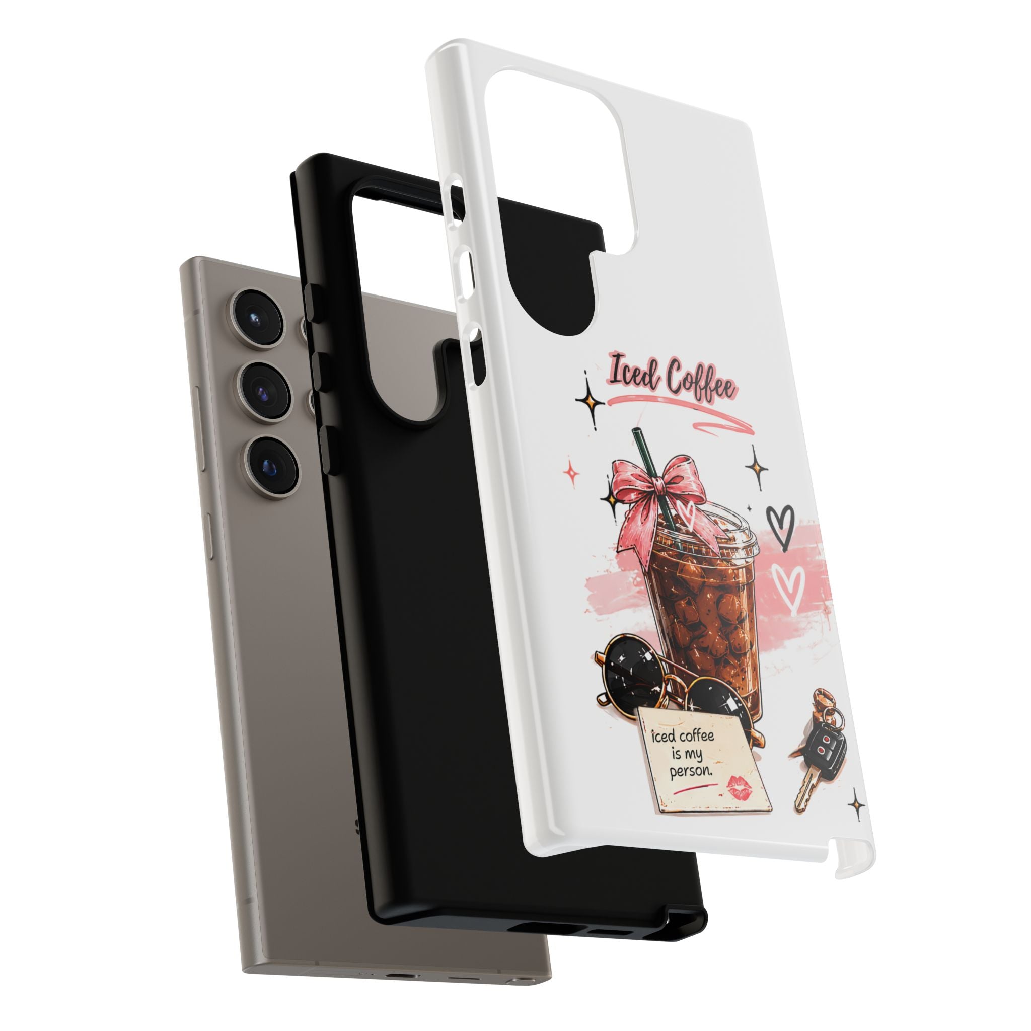 Iced Coffee Phone Case – Cute Pink Boba Design ("Iced coffee is my person")