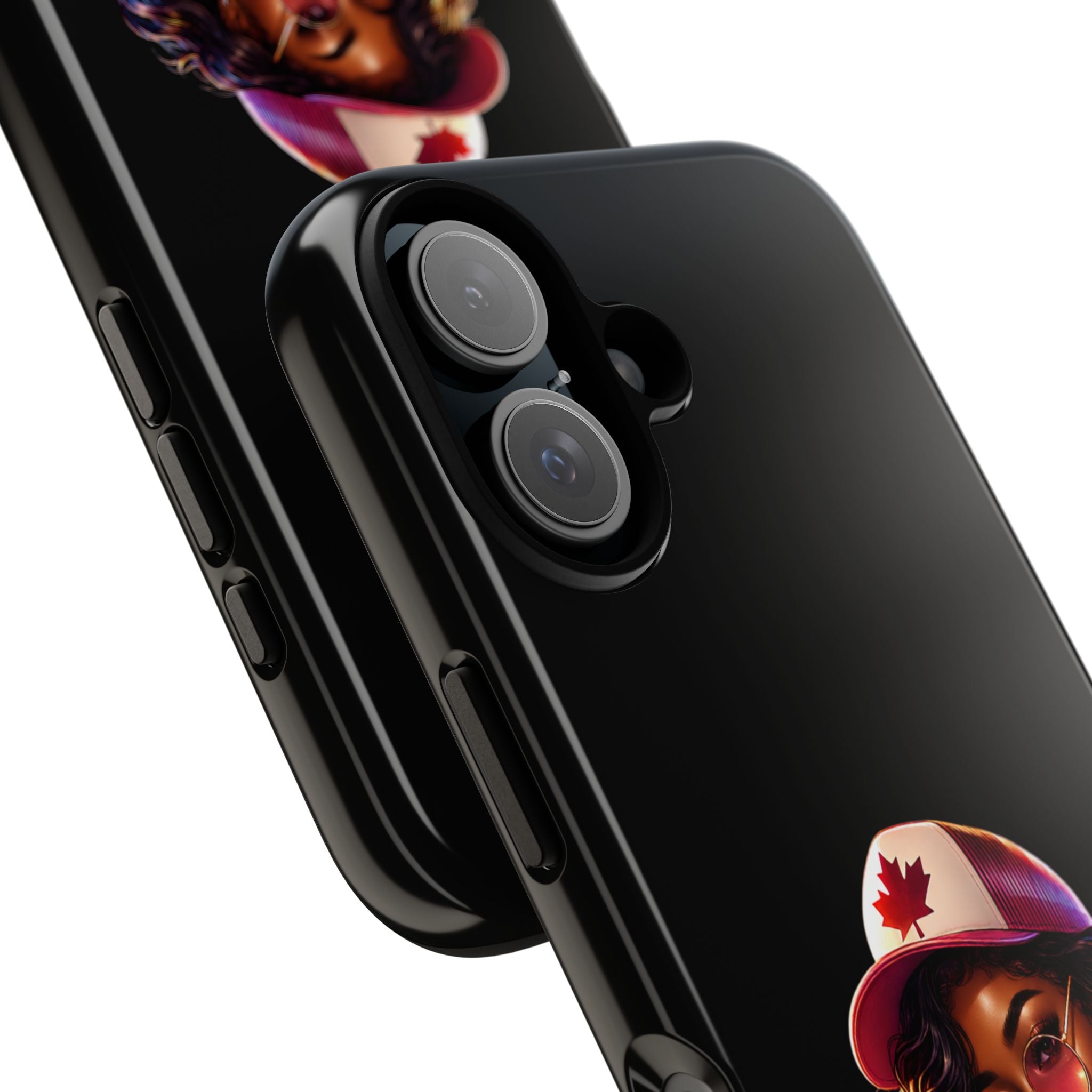 Canadian Vibes Phone Case — Afrobeat Girl with Headphones & Passport Design