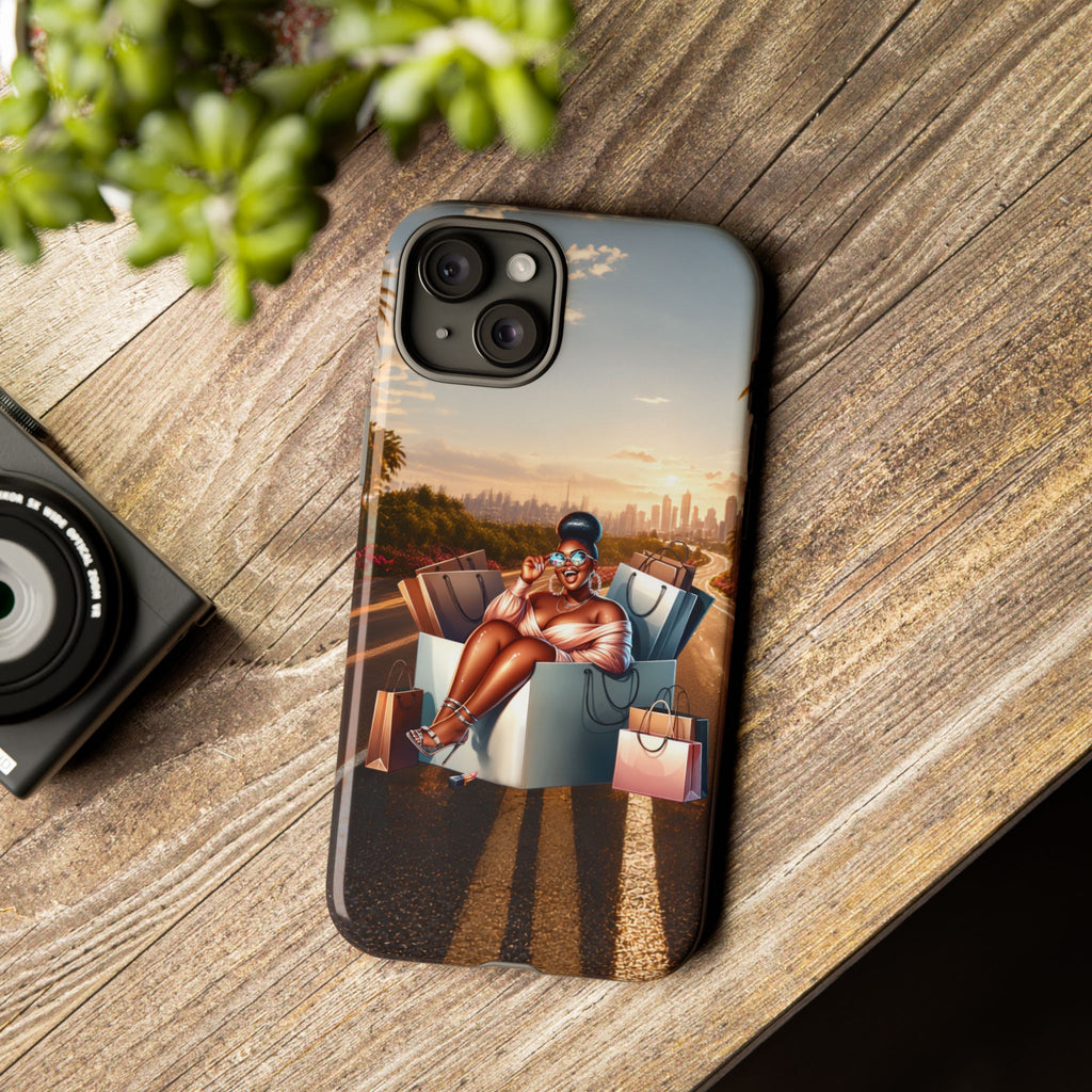 Phone Case — Chic Shopper Illustration on Cloud Background