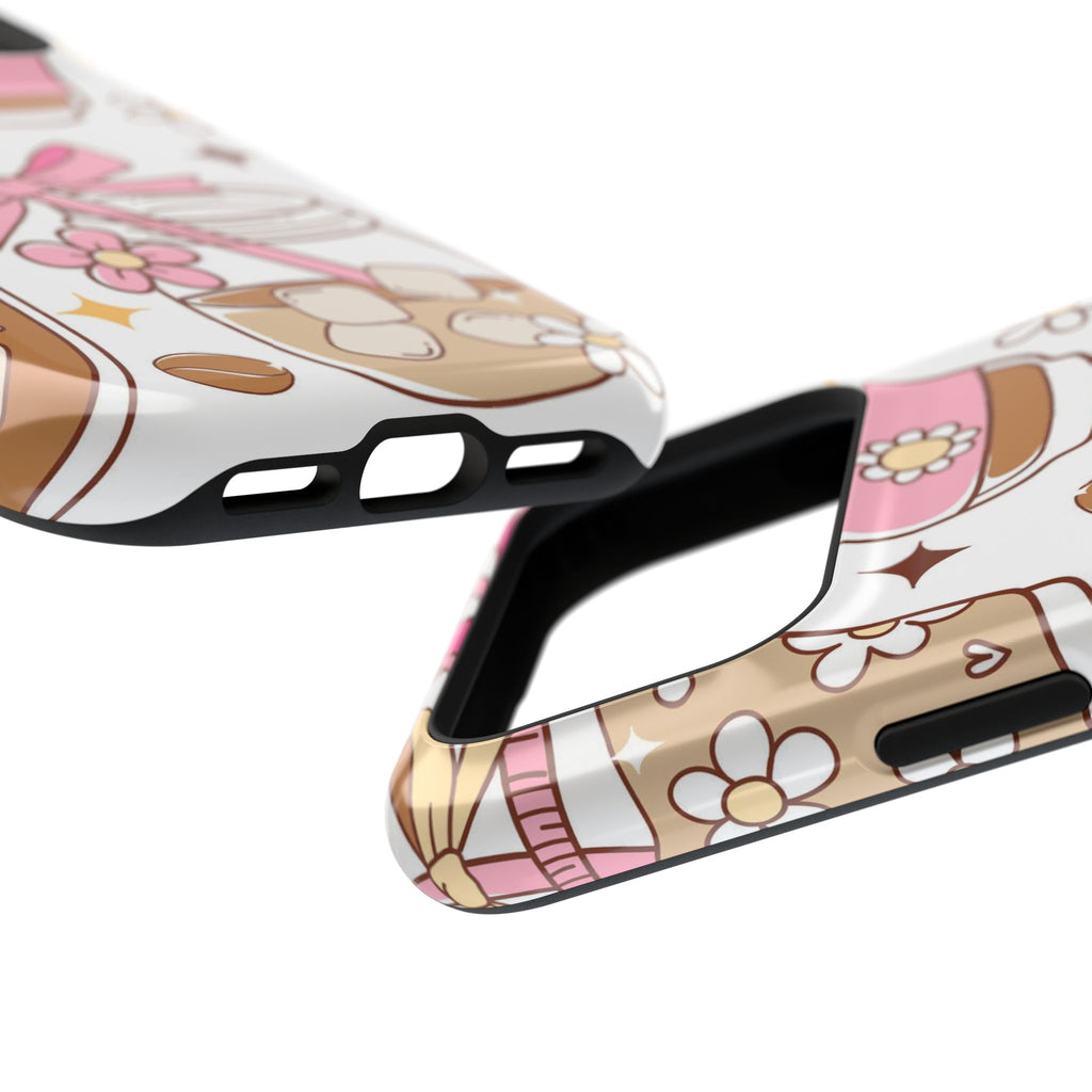 Cute Pink Coffee & Latte Pattern Impact Phone Case