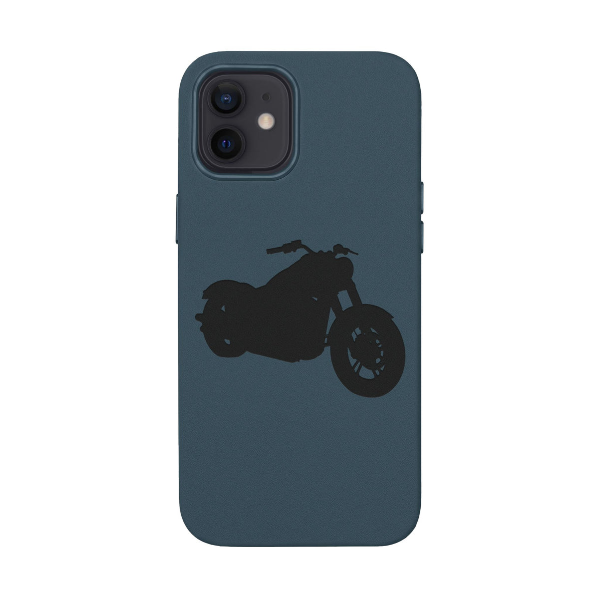 Engraved PU Leather Phone Case — Motorcycle Silhouette