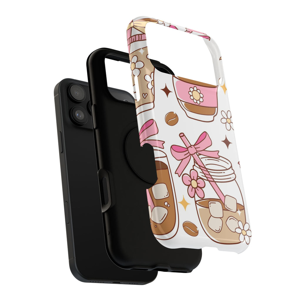 Cute Pink Coffee & Latte Pattern Impact Phone Case