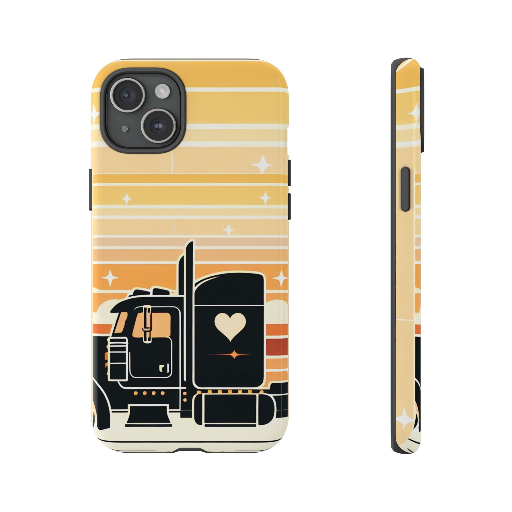 Trucker Heart Phone Case — Retro Semi Truck Protective Phone Cover