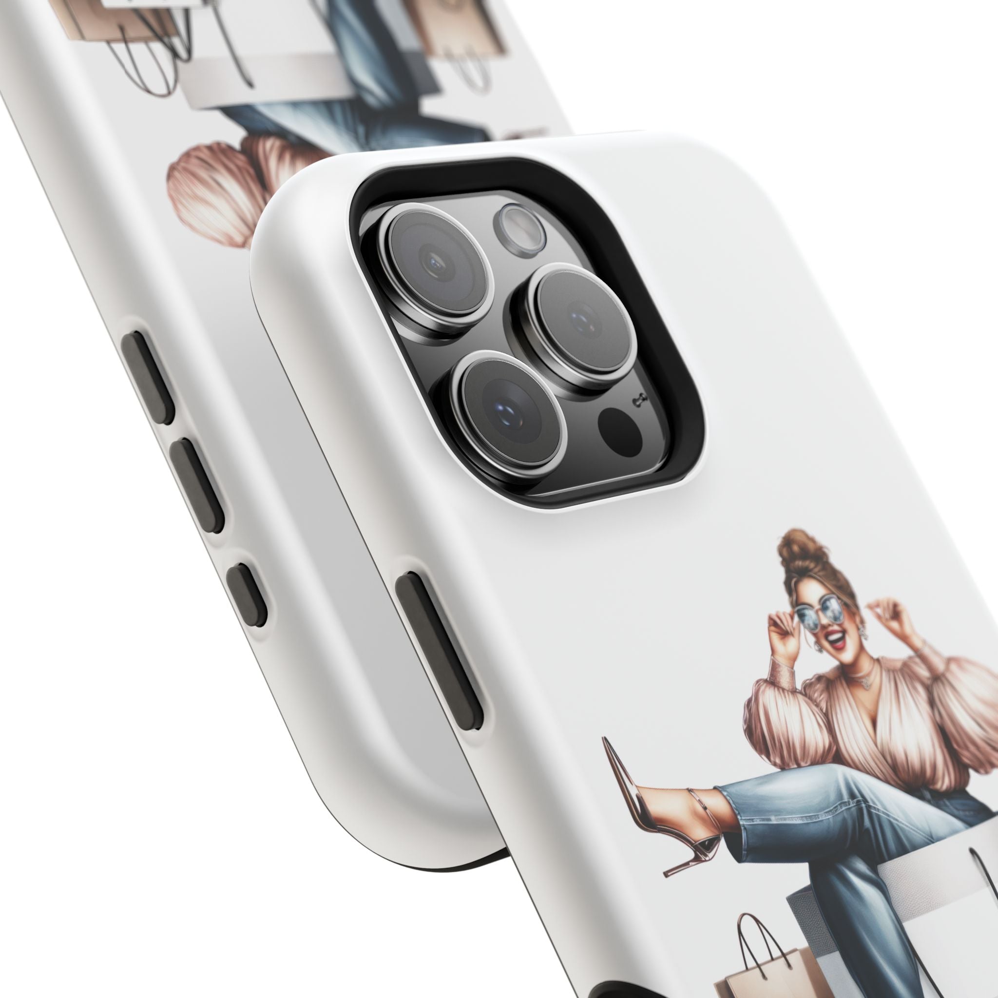 Magnetic Impact-Resistant Case — Luxury Shopper Goddess on Clouds Phone Cover