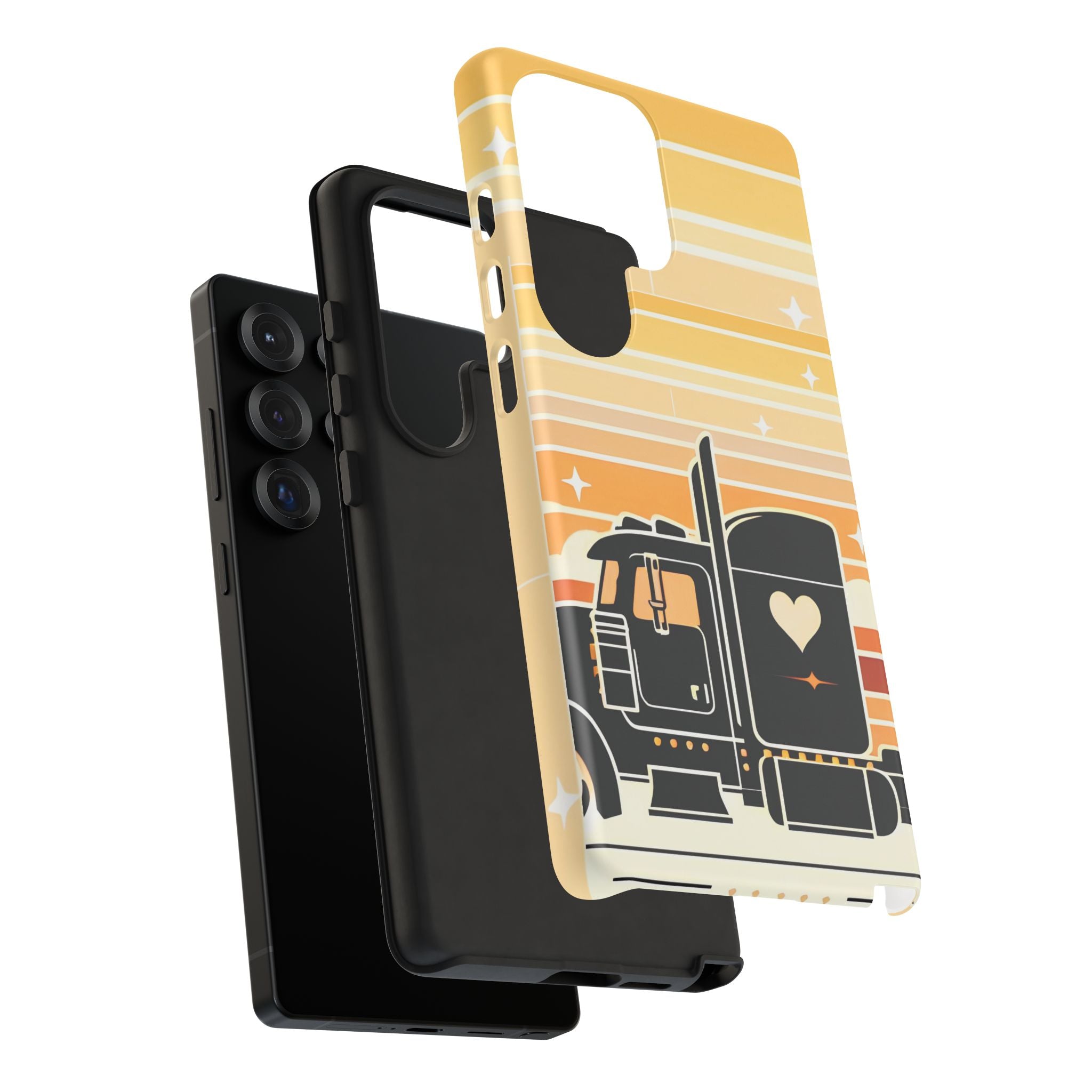 Trucker Heart Phone Case — Retro Semi Truck Protective Phone Cover