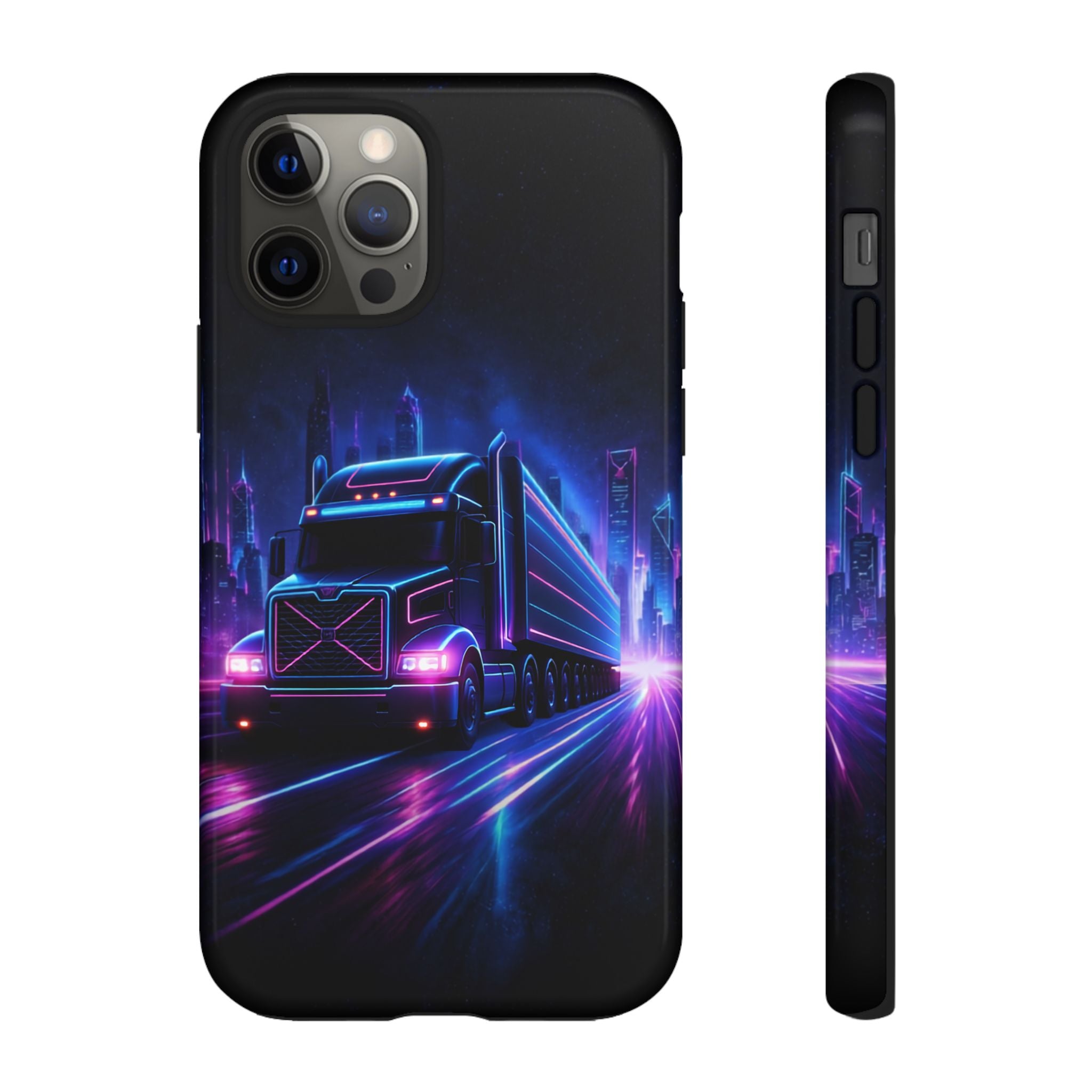 Neon Retro Rig Phone Case — Trucker Semi Truck Nightscape Protective Case