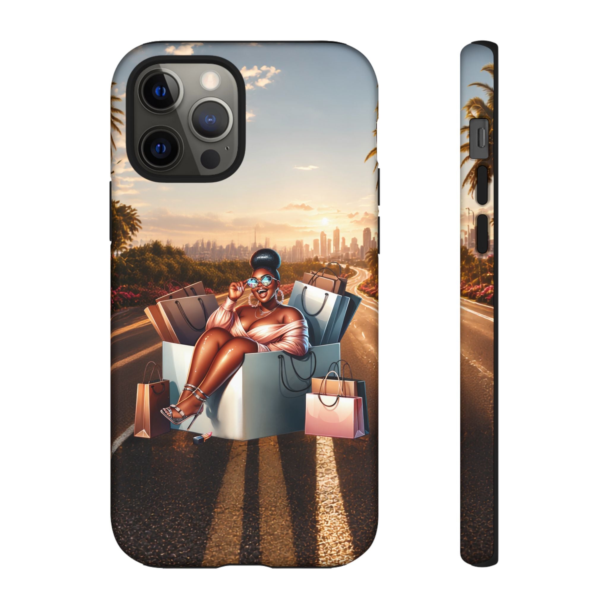 Phone Case — Chic Shopper Illustration on Cloud Background