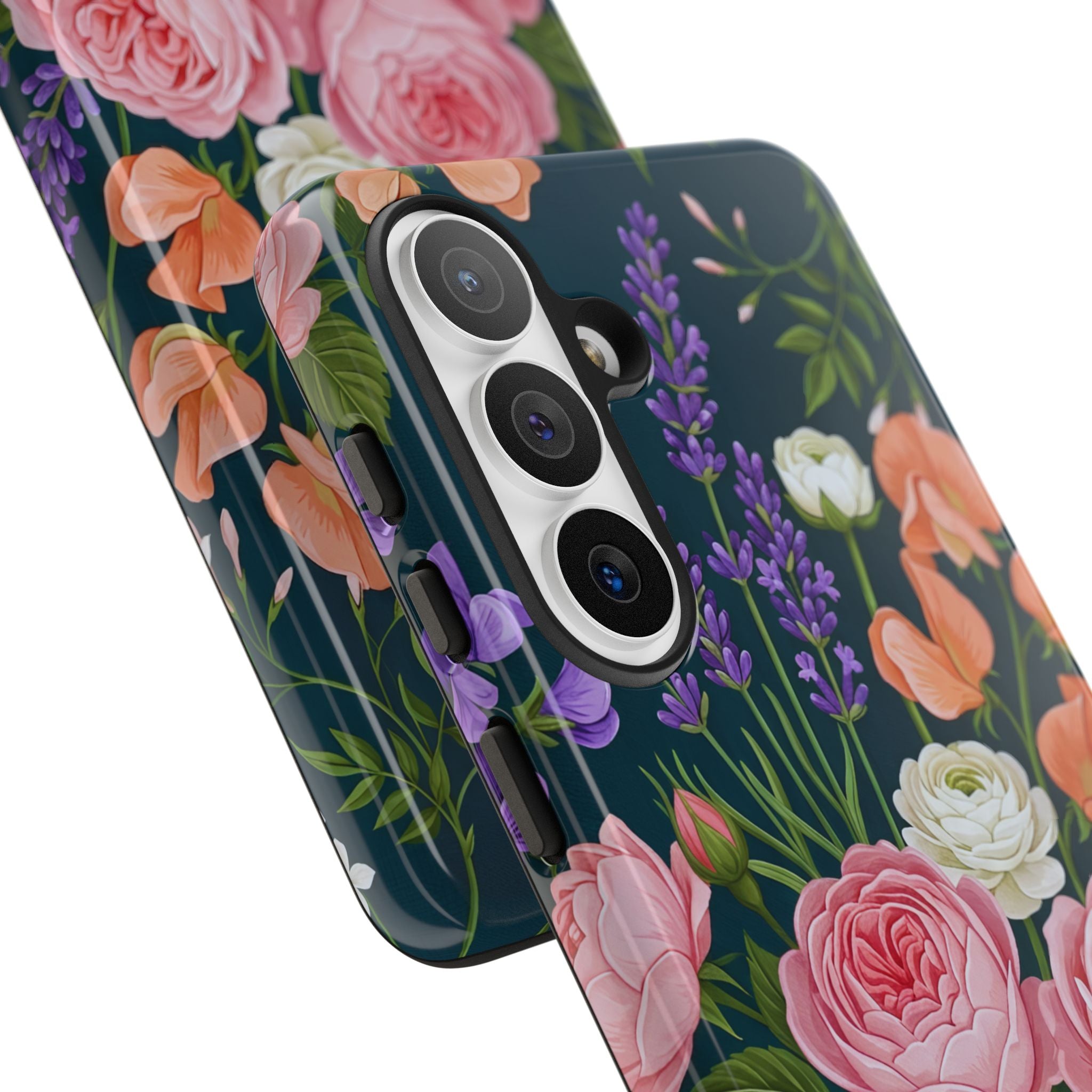 Floral Bouquet Phone Case — Vintage Roses & Lavender Protective Cover