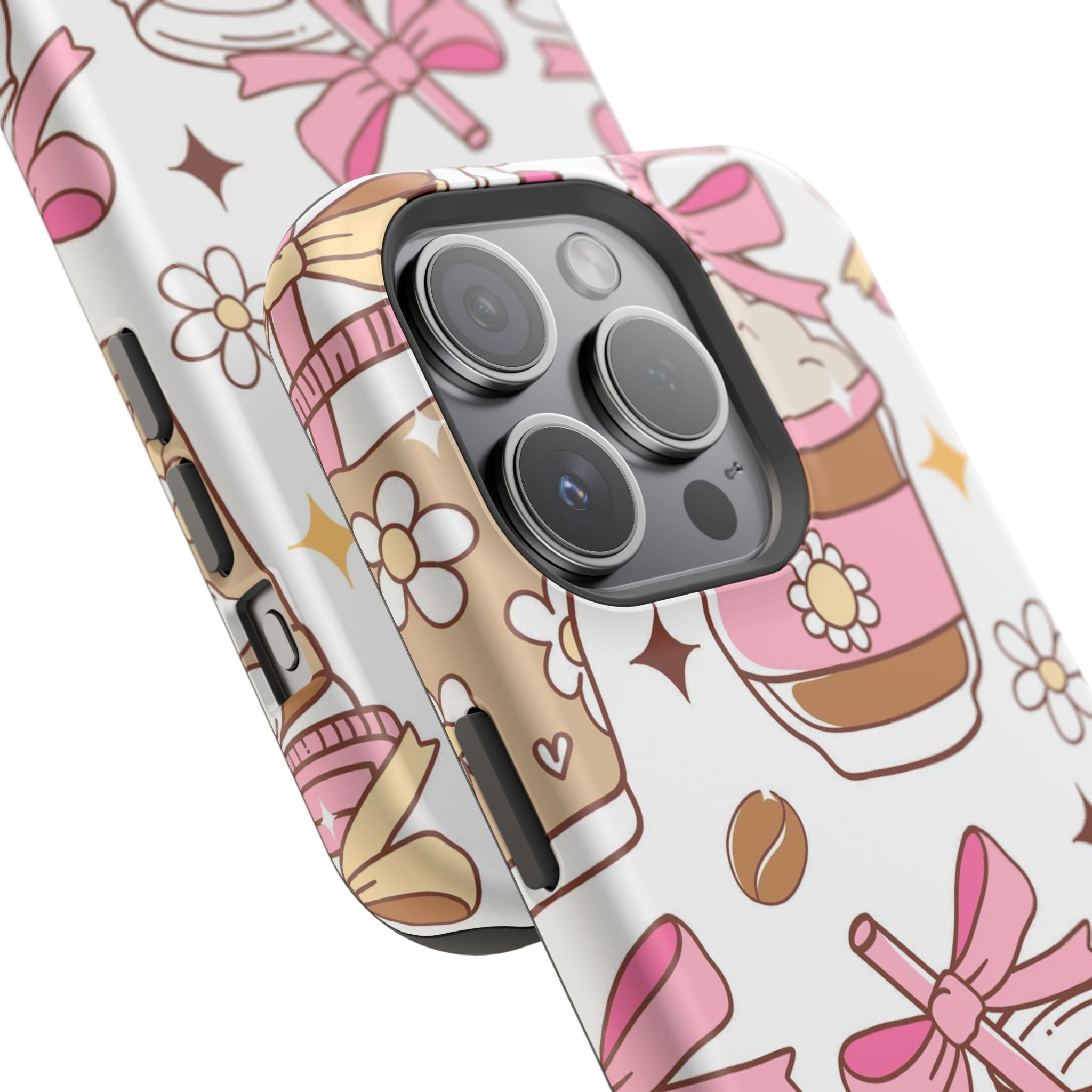 Cute Pink Coffee & Latte Pattern Impact Phone Case