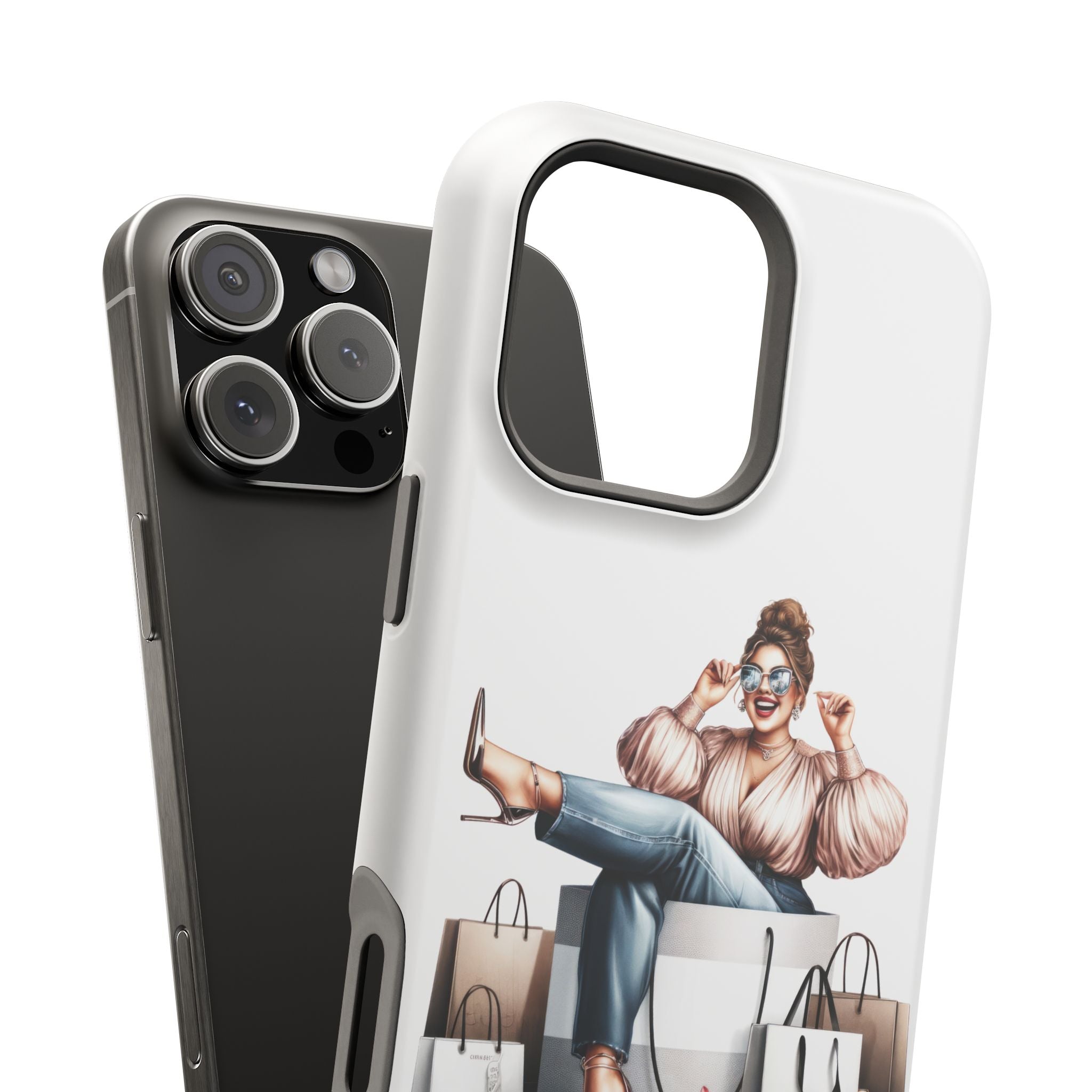 Magnetic Impact-Resistant Case — Luxury Shopper Goddess on Clouds Phone Cover