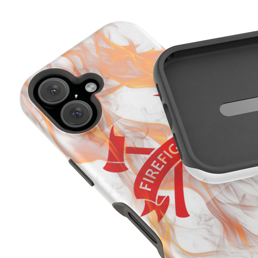 Firefighters Magnetic Impact-Resistant Phone Case — Flame Design with Maltese Cross