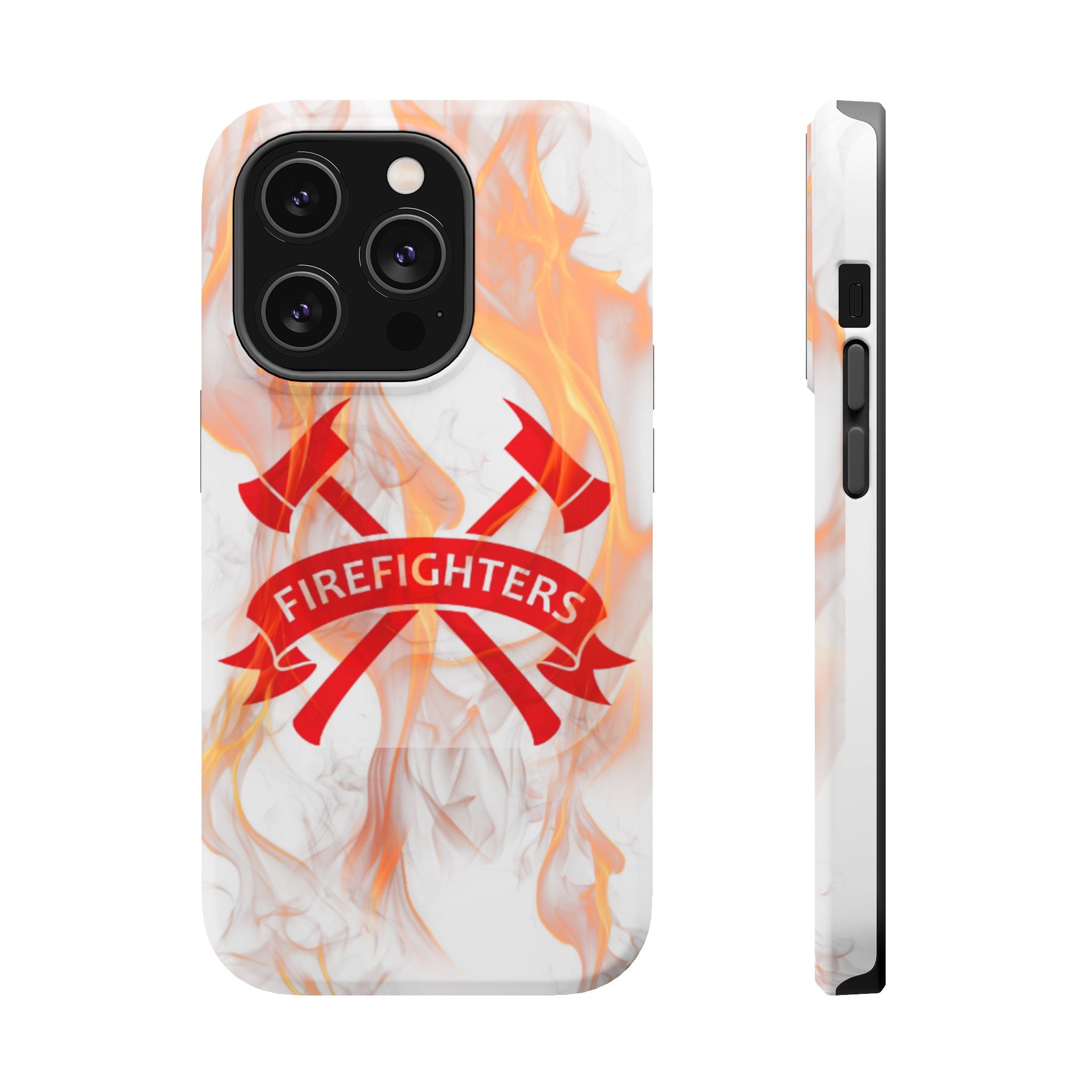 Firefighters Magnetic Impact-Resistant Phone Case — Flame Design with Maltese Cross